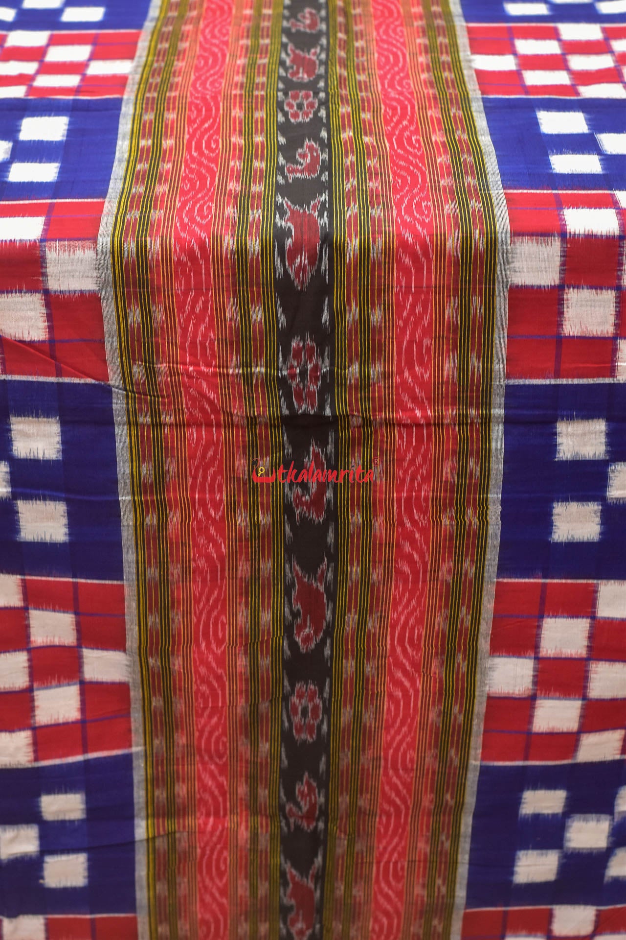 Blue Red Bichitrapuri Sambalpuri Cotton (Fabric)