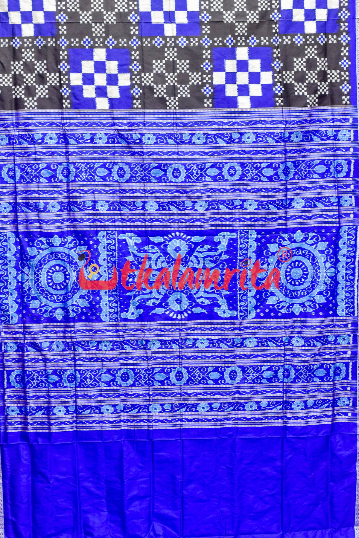 Blue Big Small Pasapali Sambalpuri Silk Saree