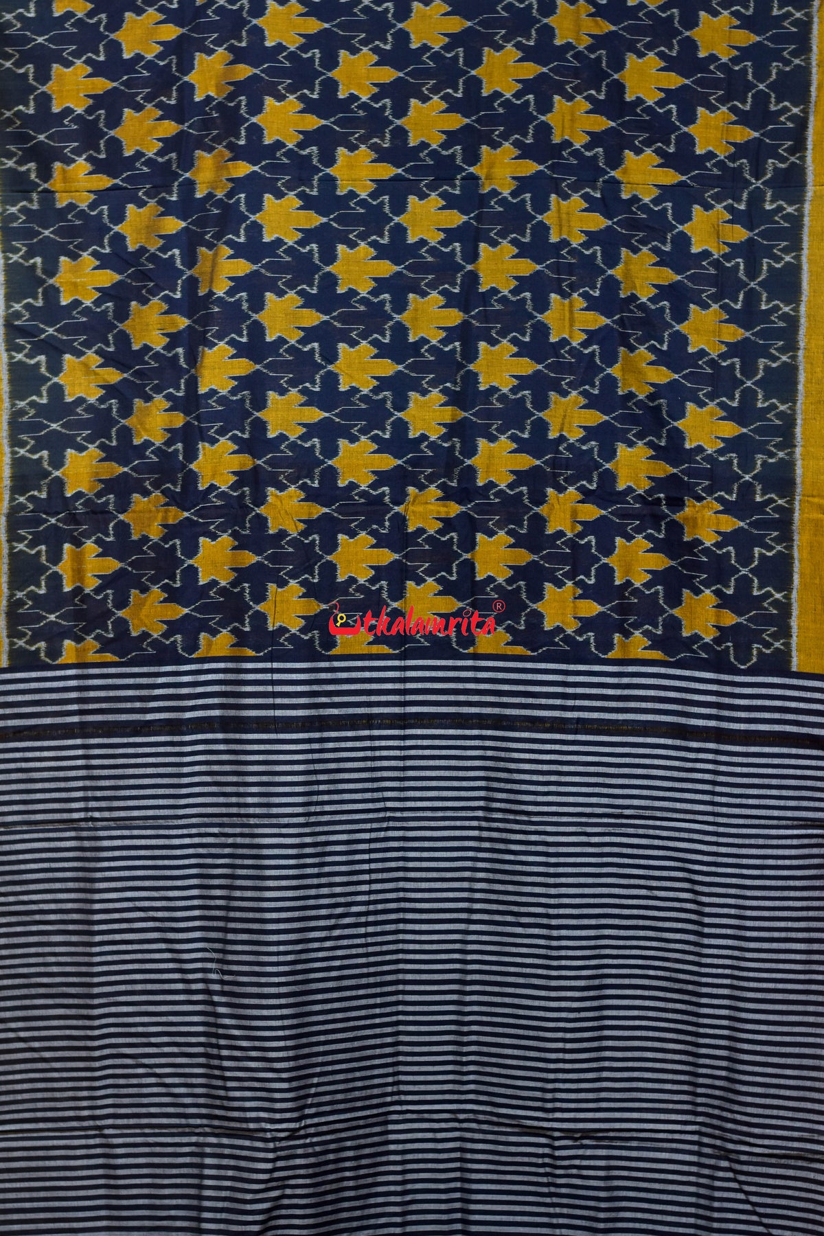 Kalara Patra Black Golden Maniabandha Cotton Saree