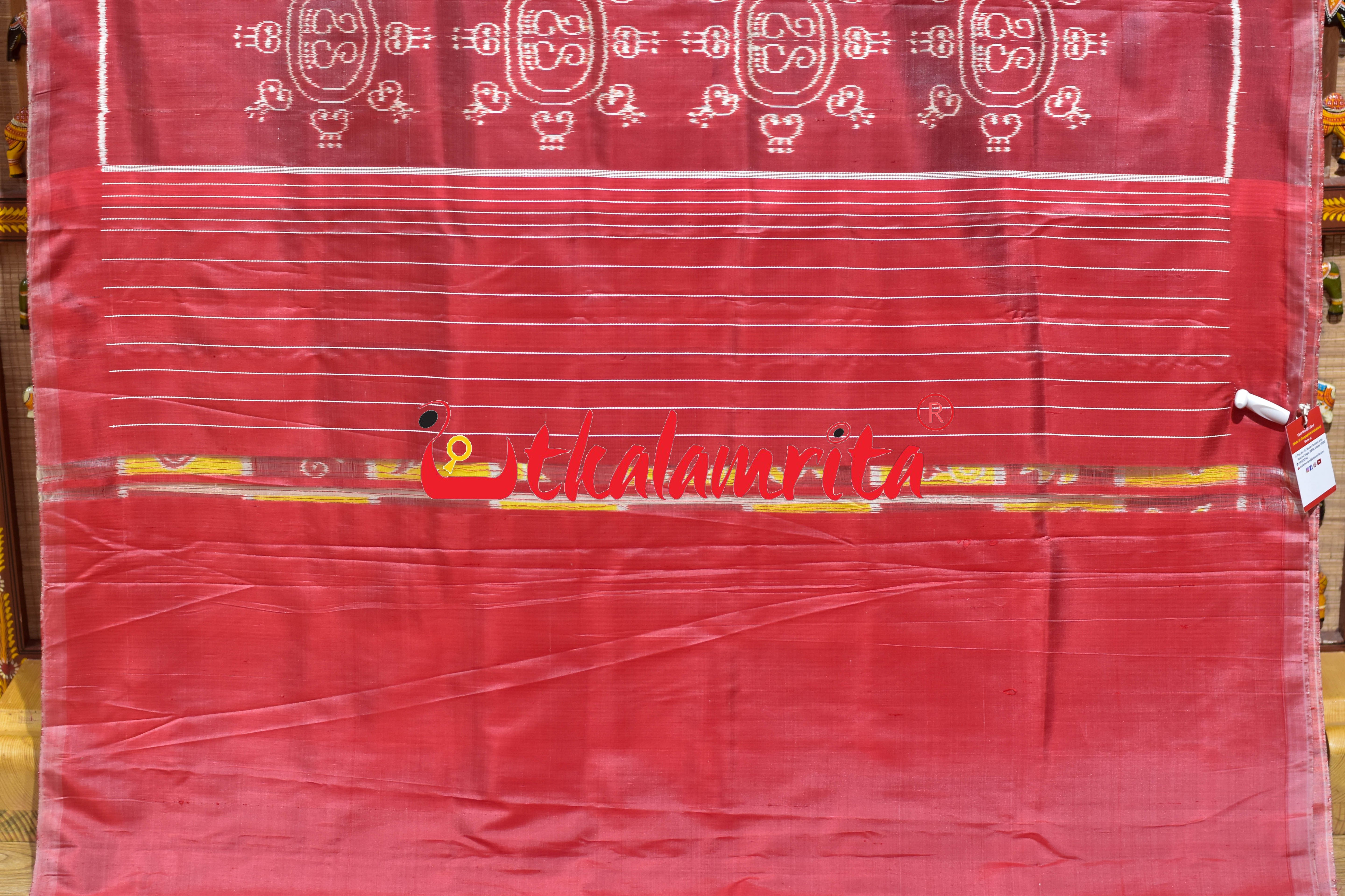 Yellow Red Nabakothi Khandua Silk Saree