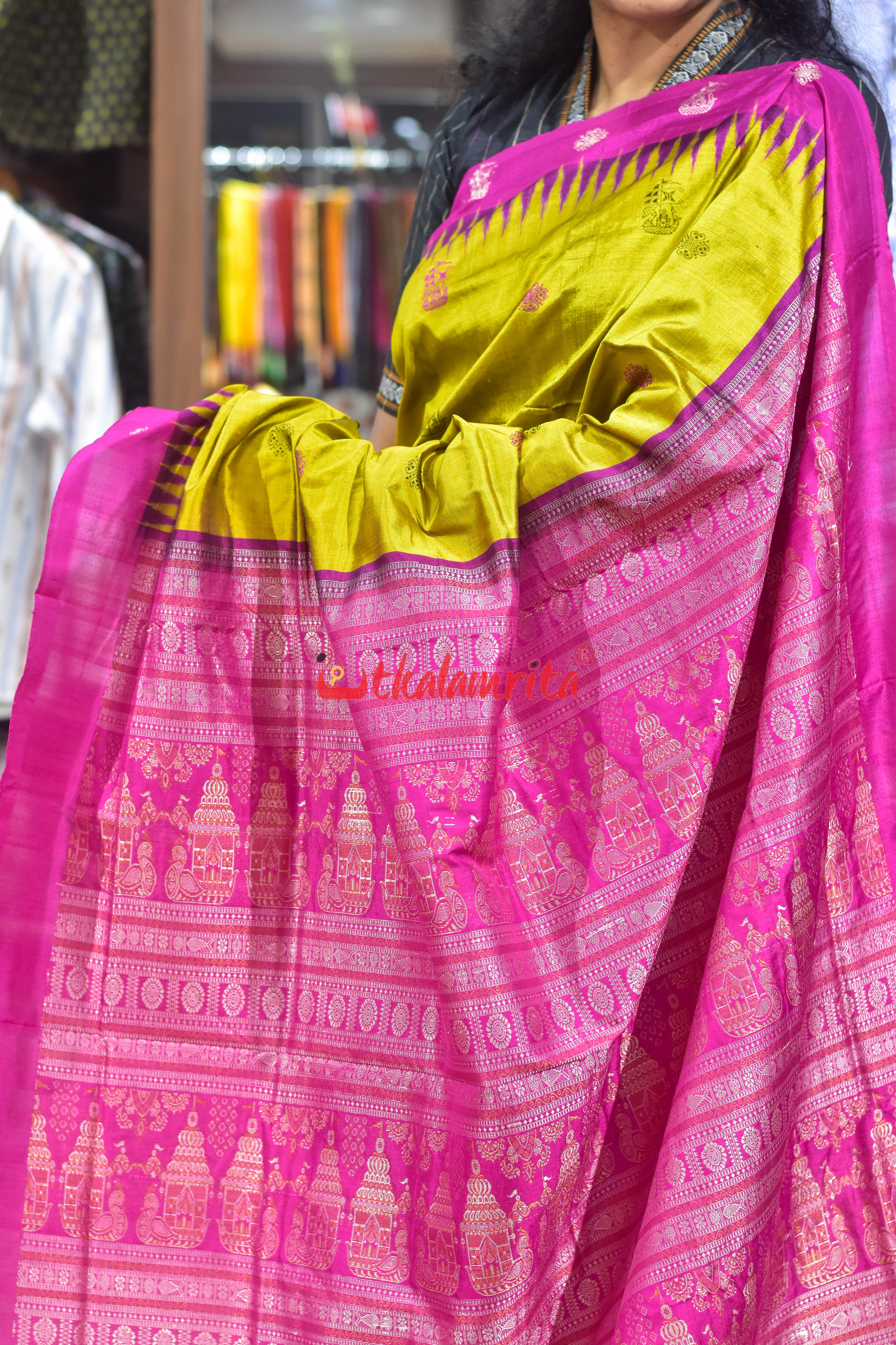 Boita Golden Rani Bomkai Silk Saree