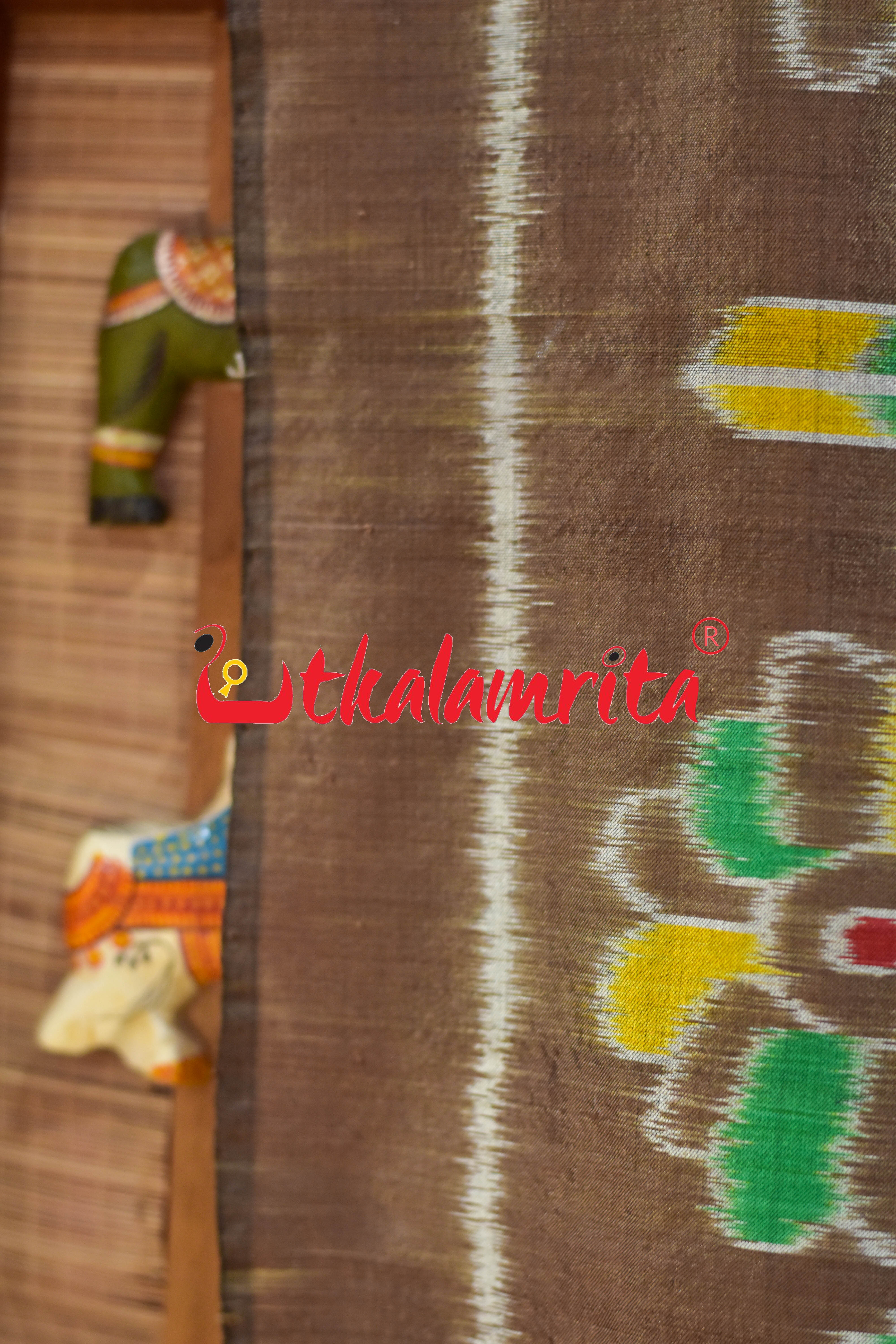 Olive Elephant Khandua Silk (Dupatta)