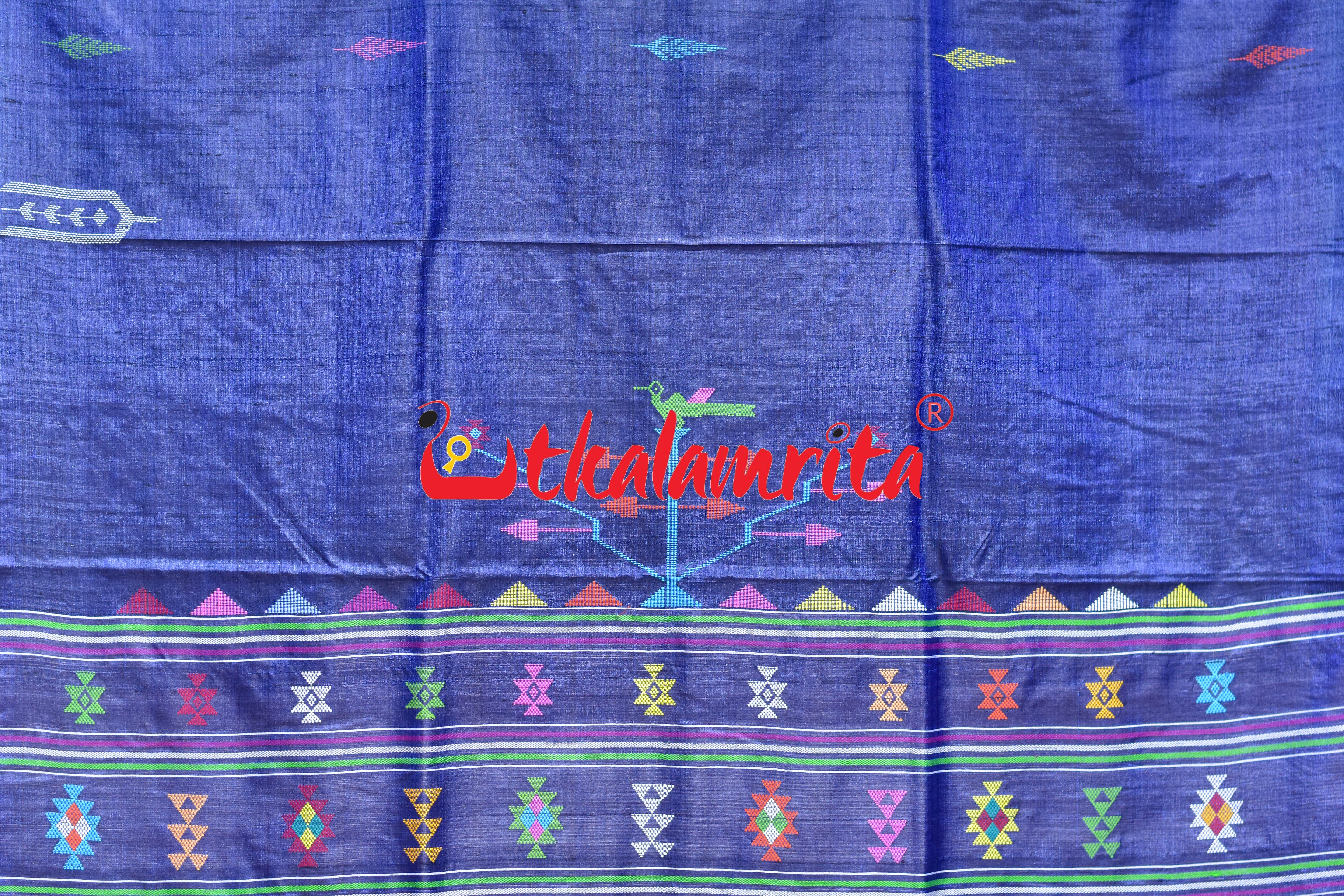 Navy Blue Ganjam Bomkai Inspired Gopalpur Tussar Saree