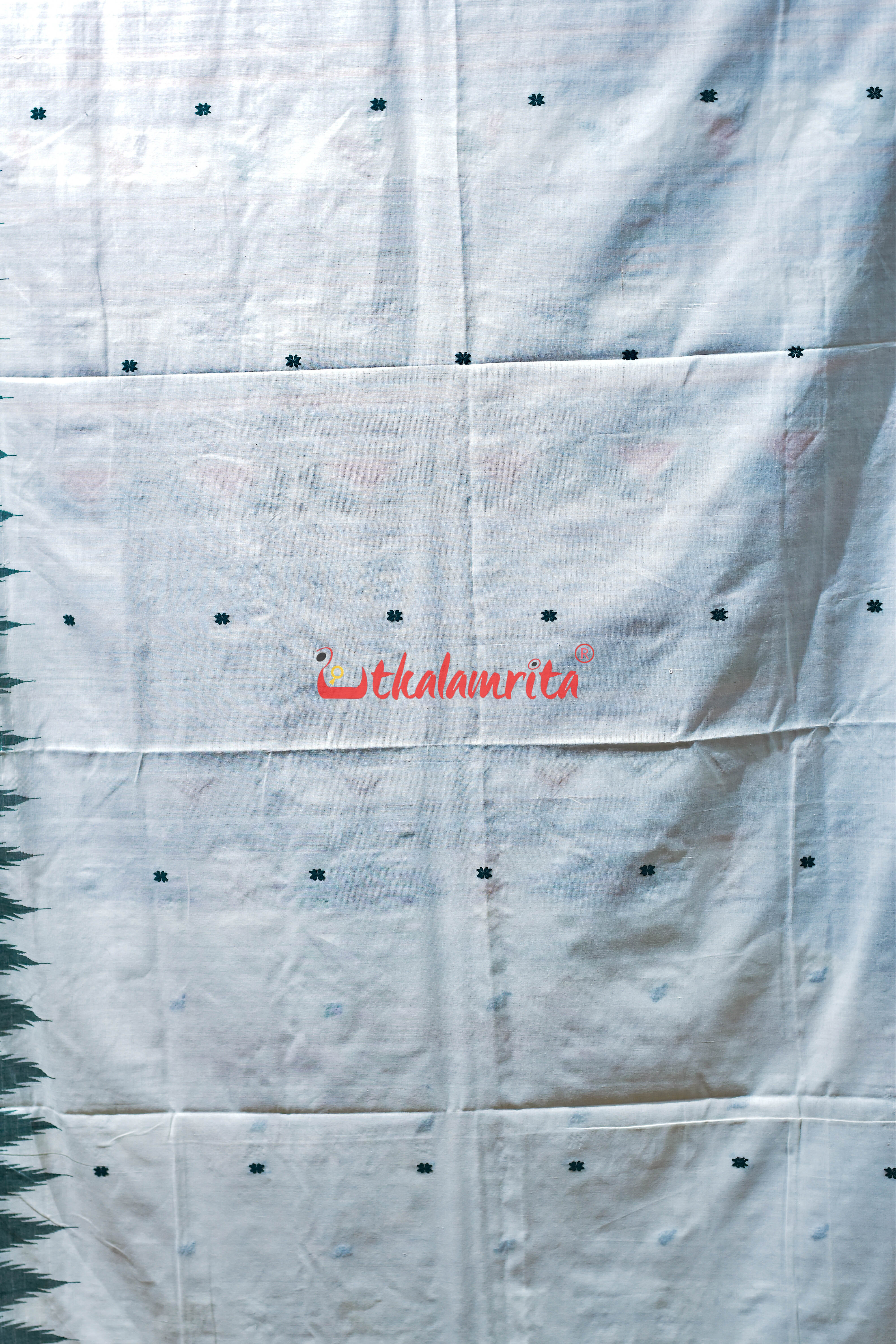 White Green Original Ganjam Bomkai Cotton Saree