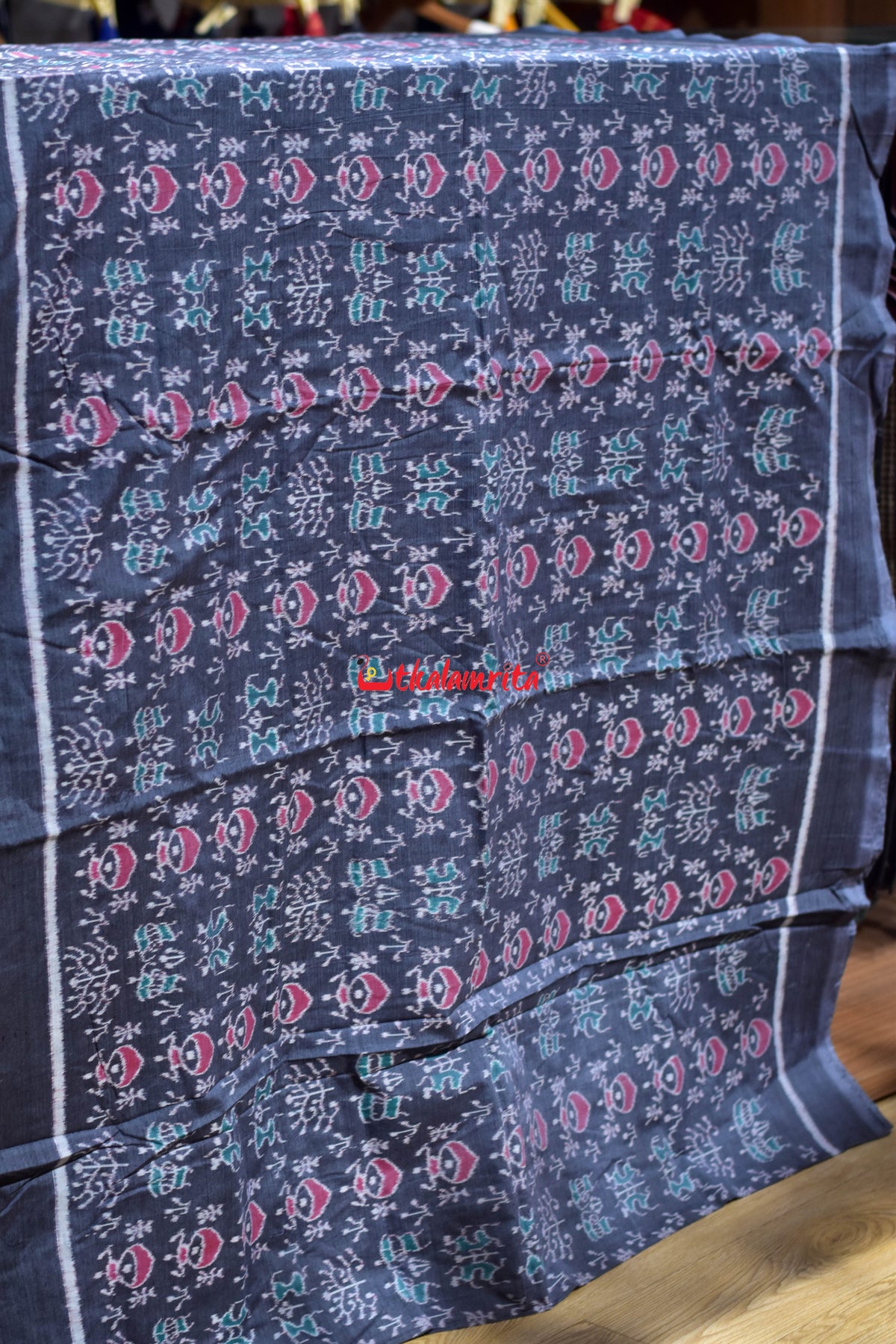 Grey Tribal Kalasi Paper Desigmn Sambalpuri Cotton (Fabric)
