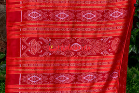 Red Vertical Daali Khandua Silk Saree