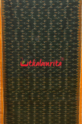 Olive with Mustard Kadha Khandua Cotton Saree