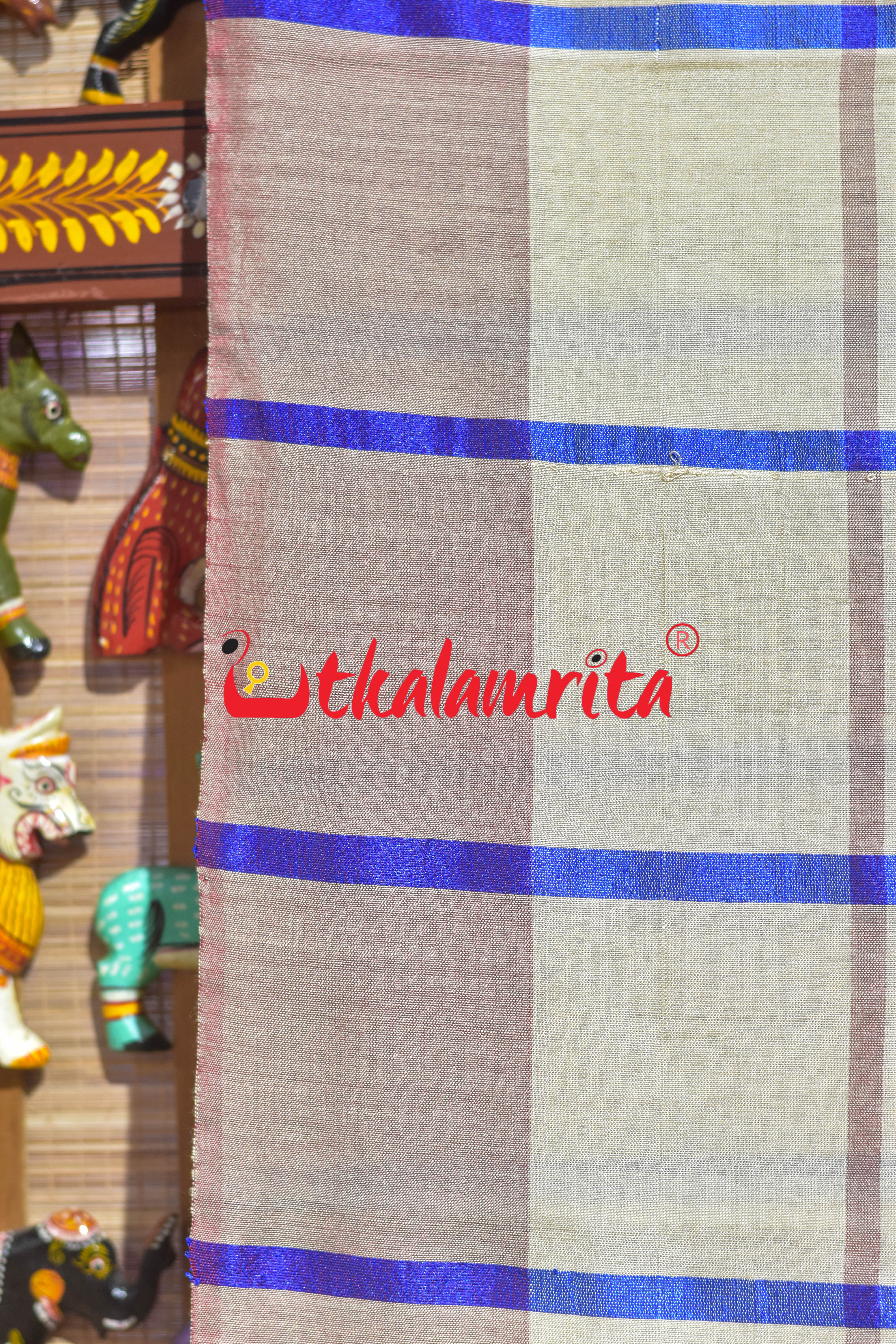 Cream Blue Traditional Design Gopalpur Saree