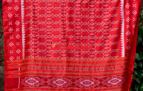 Red Vertical Daali Khandua Silk Saree