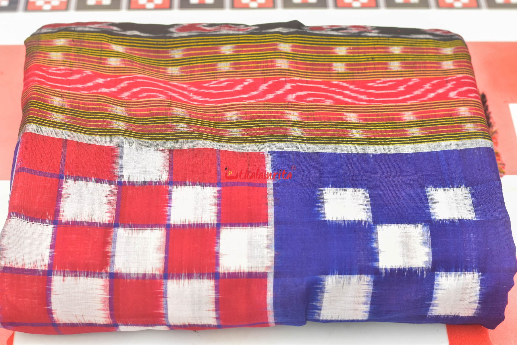 Blue Red Bichitrapuri Sambalpuri Cotton (Fabric)