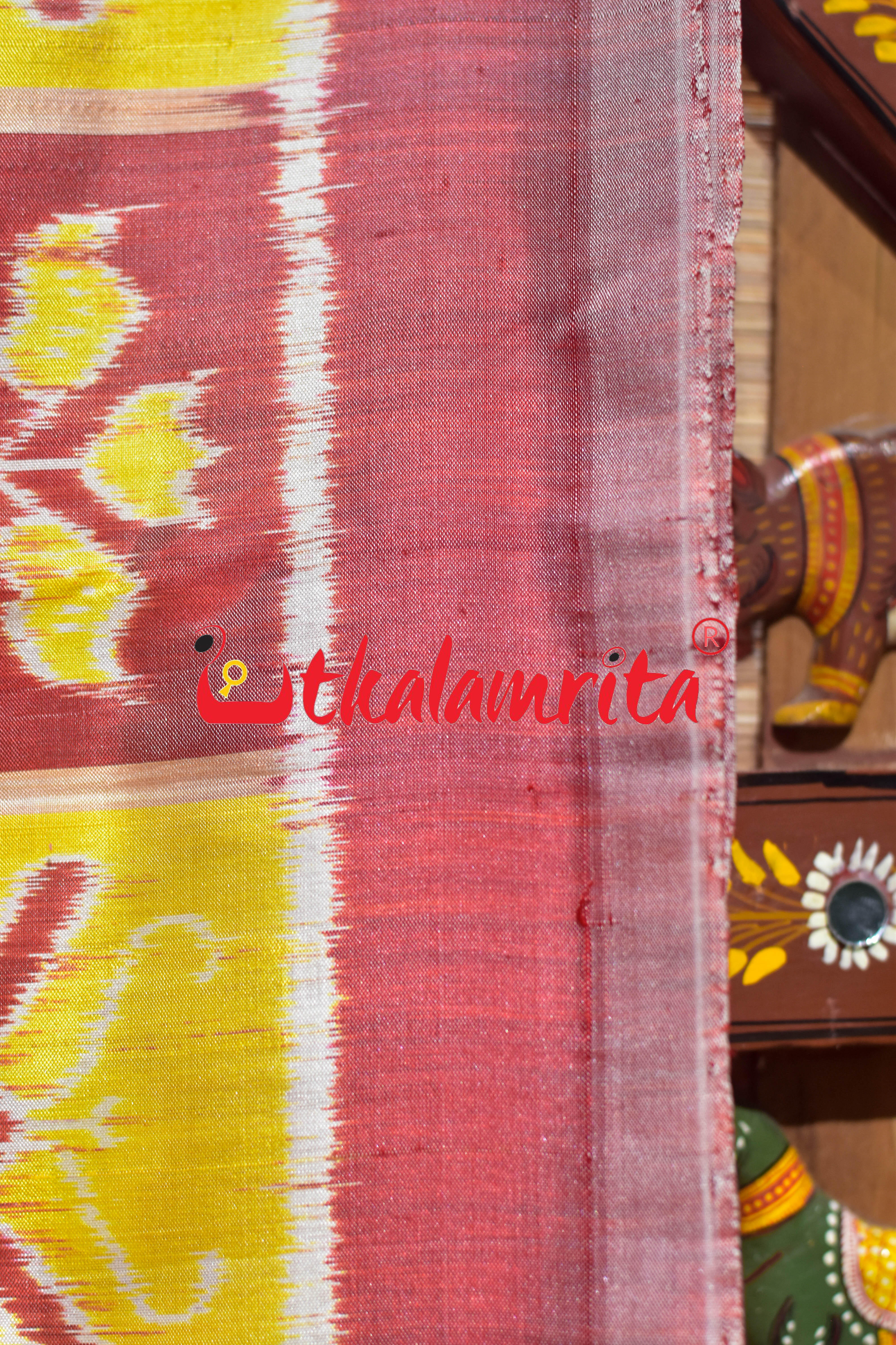 Yellow Red Nabakothi Khandua Silk Saree