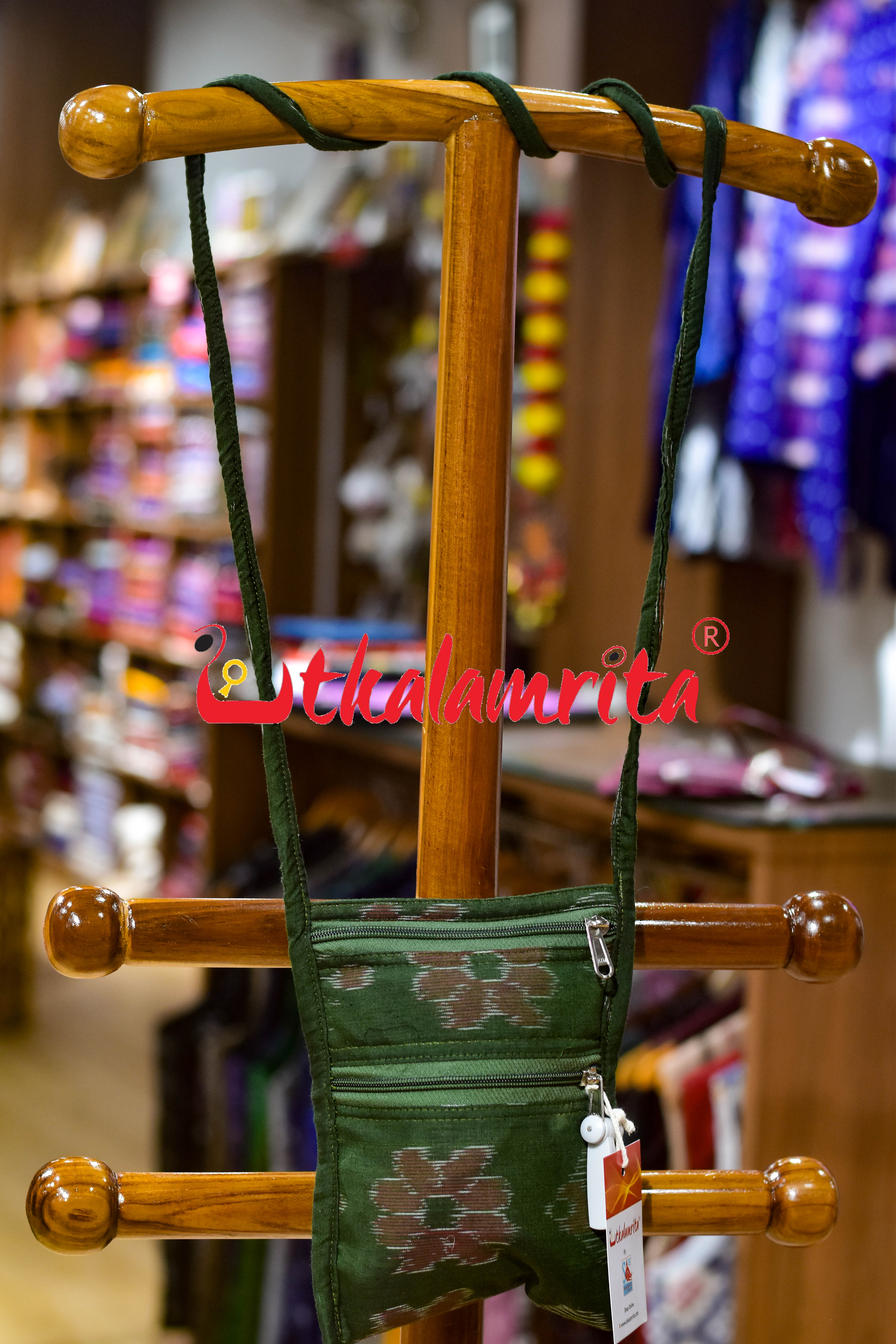 Mehendi Green Big Flowers Mobile Sling Bag