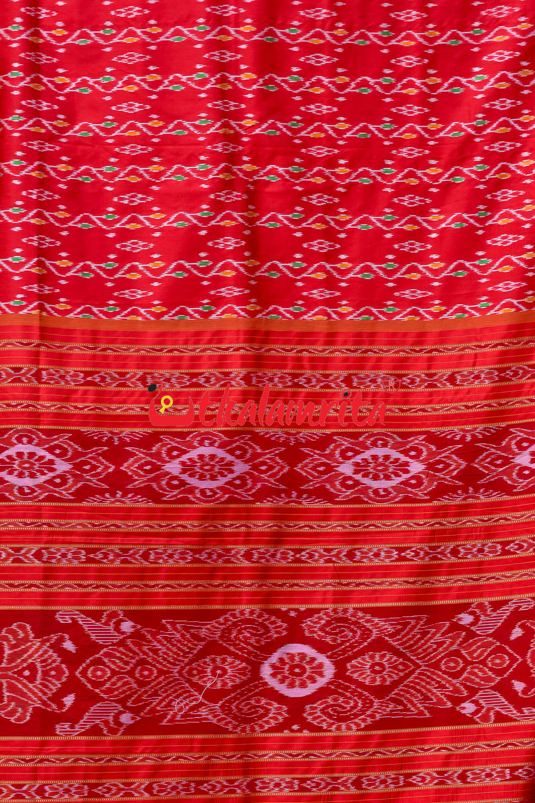 Red Vertical Daali Khandua Silk Saree