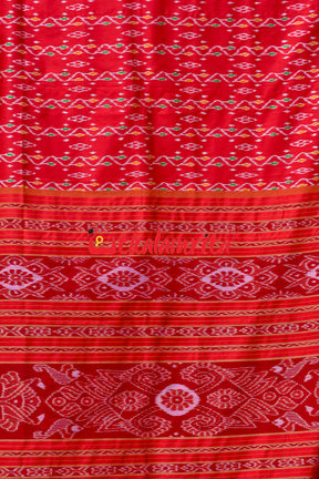 Red Vertical Daali Khandua Silk Saree