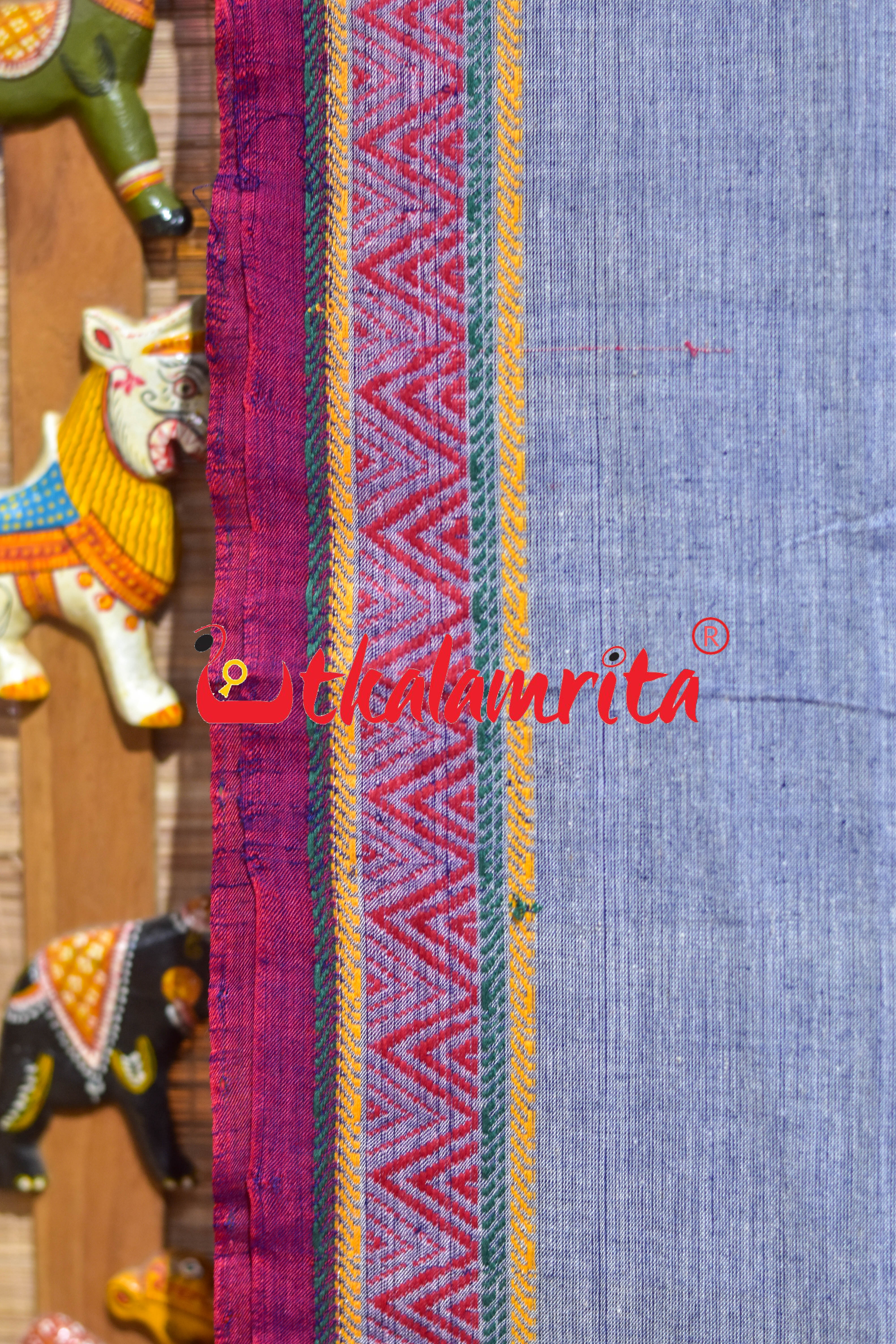 Grey Blue Dongria Cotton Saree