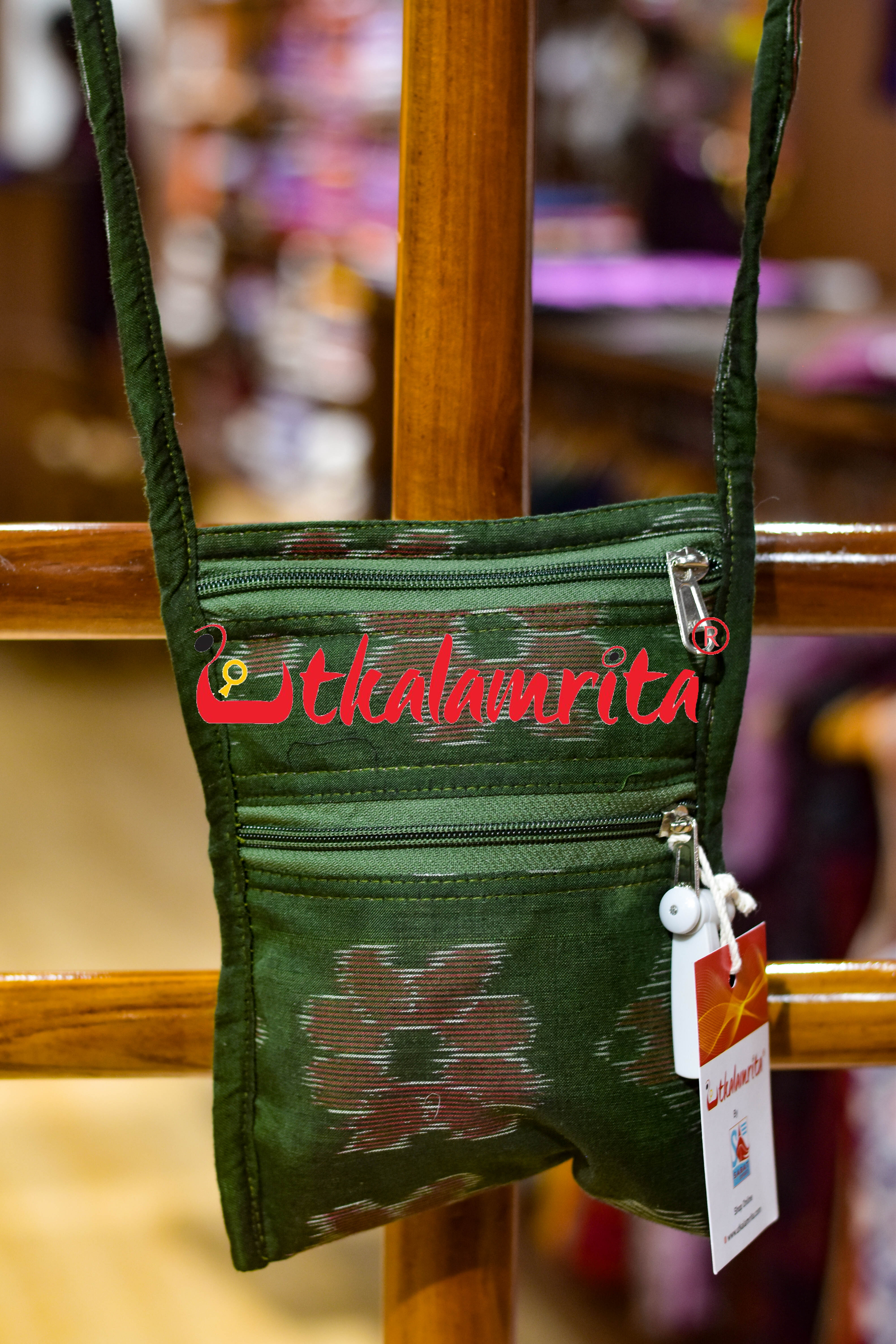 Mehendi Green Big Flowers Mobile Sling Bag