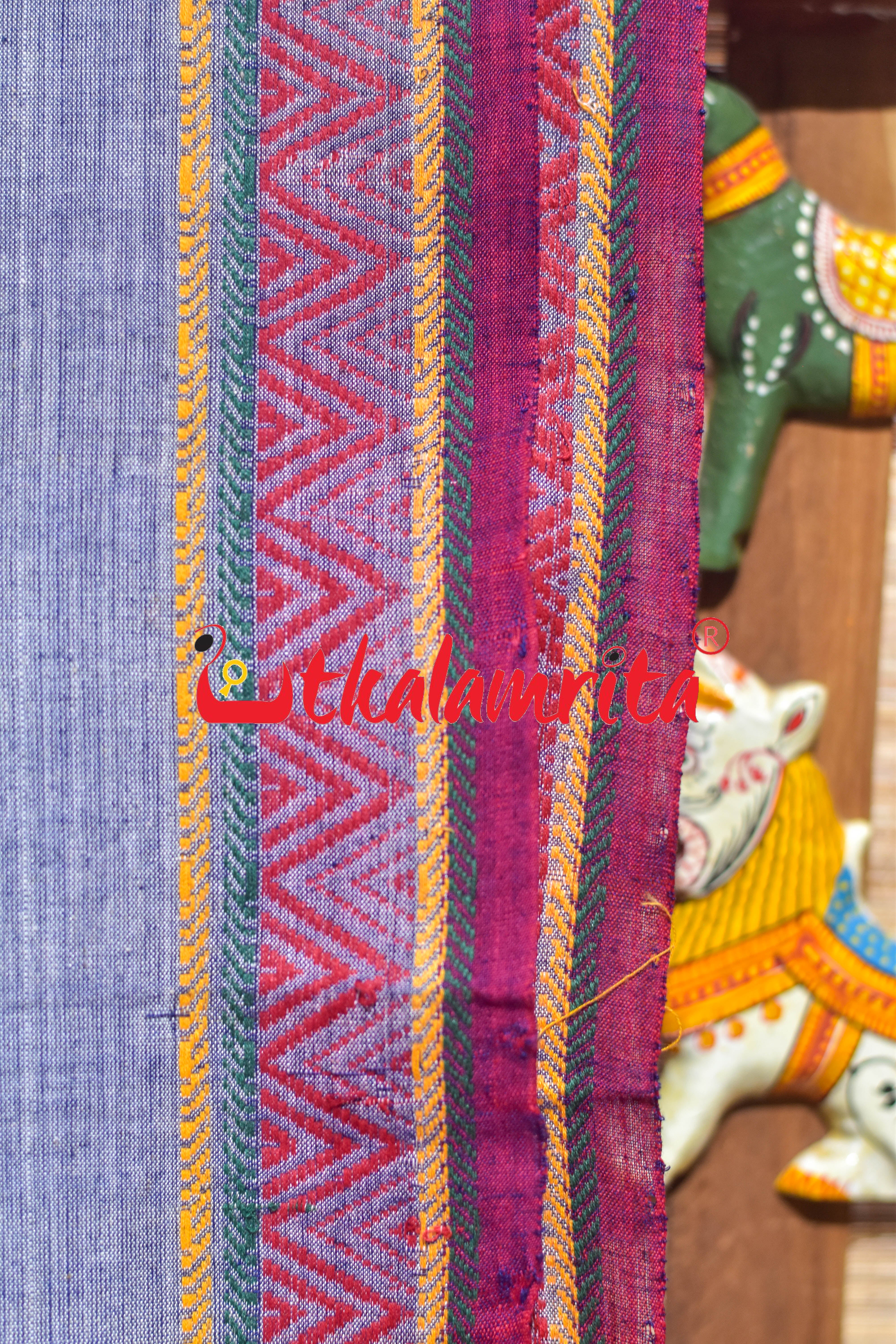 Grey Blue Dongria Cotton Saree