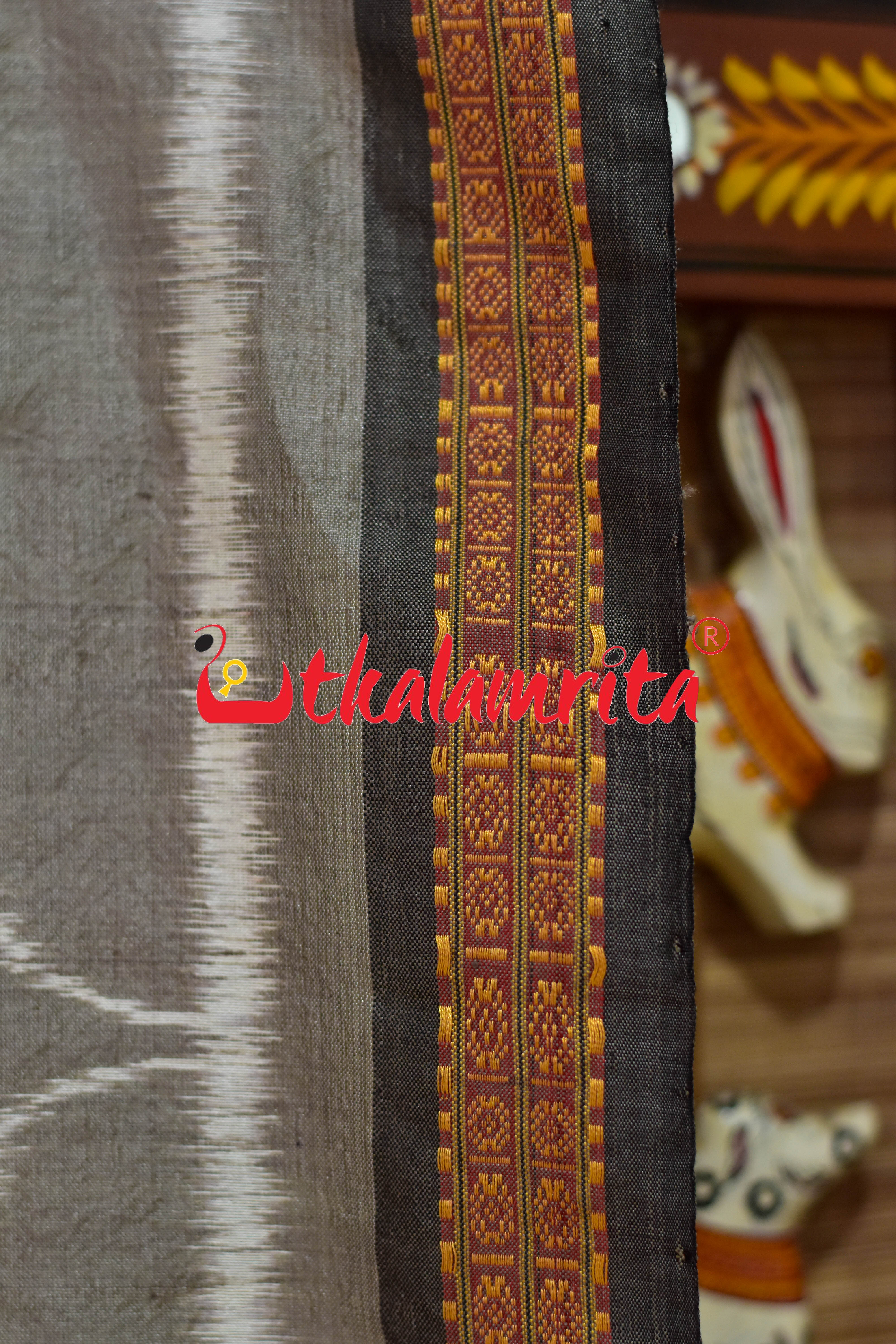 Grey Chungudia Daali Khandua Silk (Dupatta)