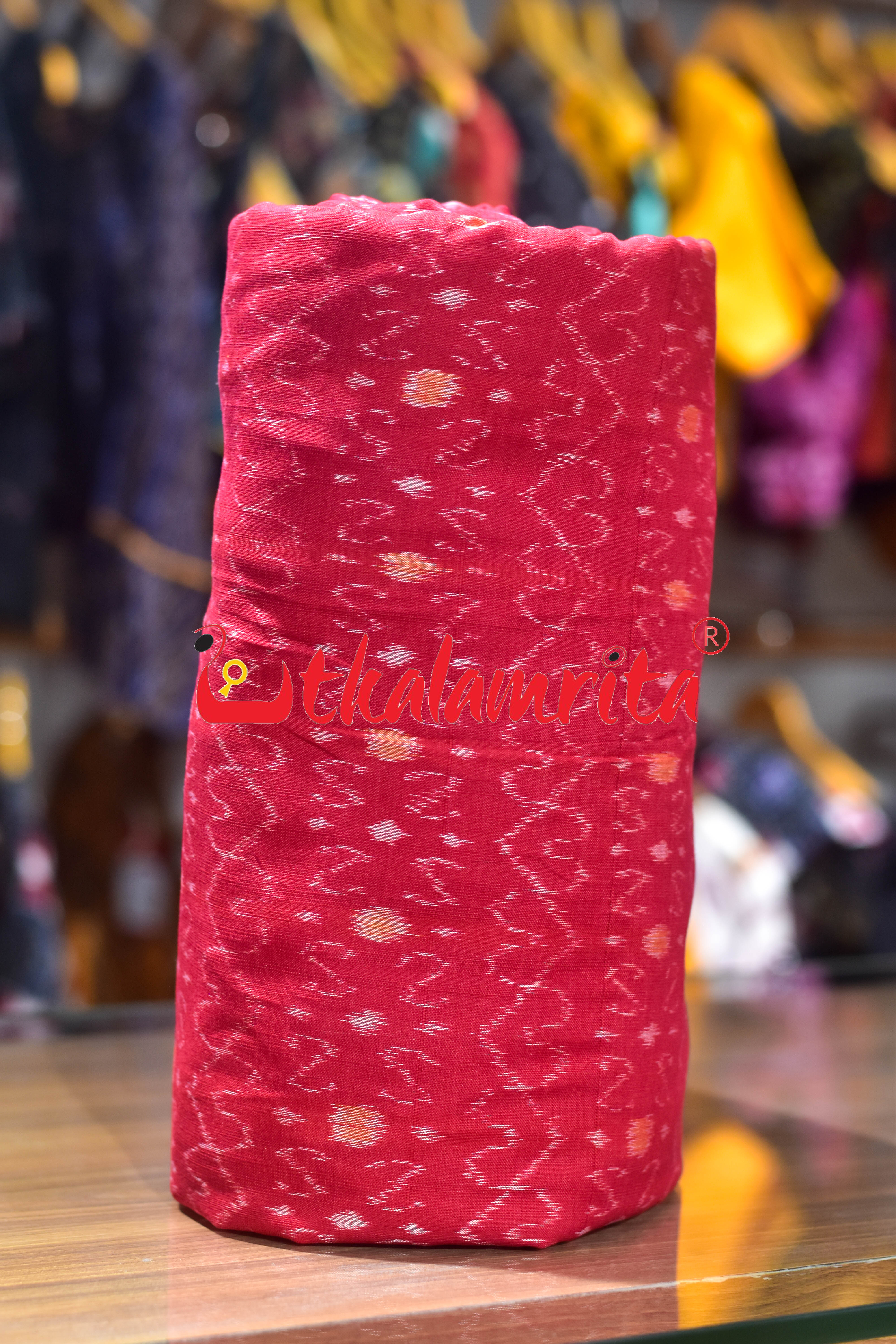 Red S Bandha Sambalpuri Cotton (Fabric)