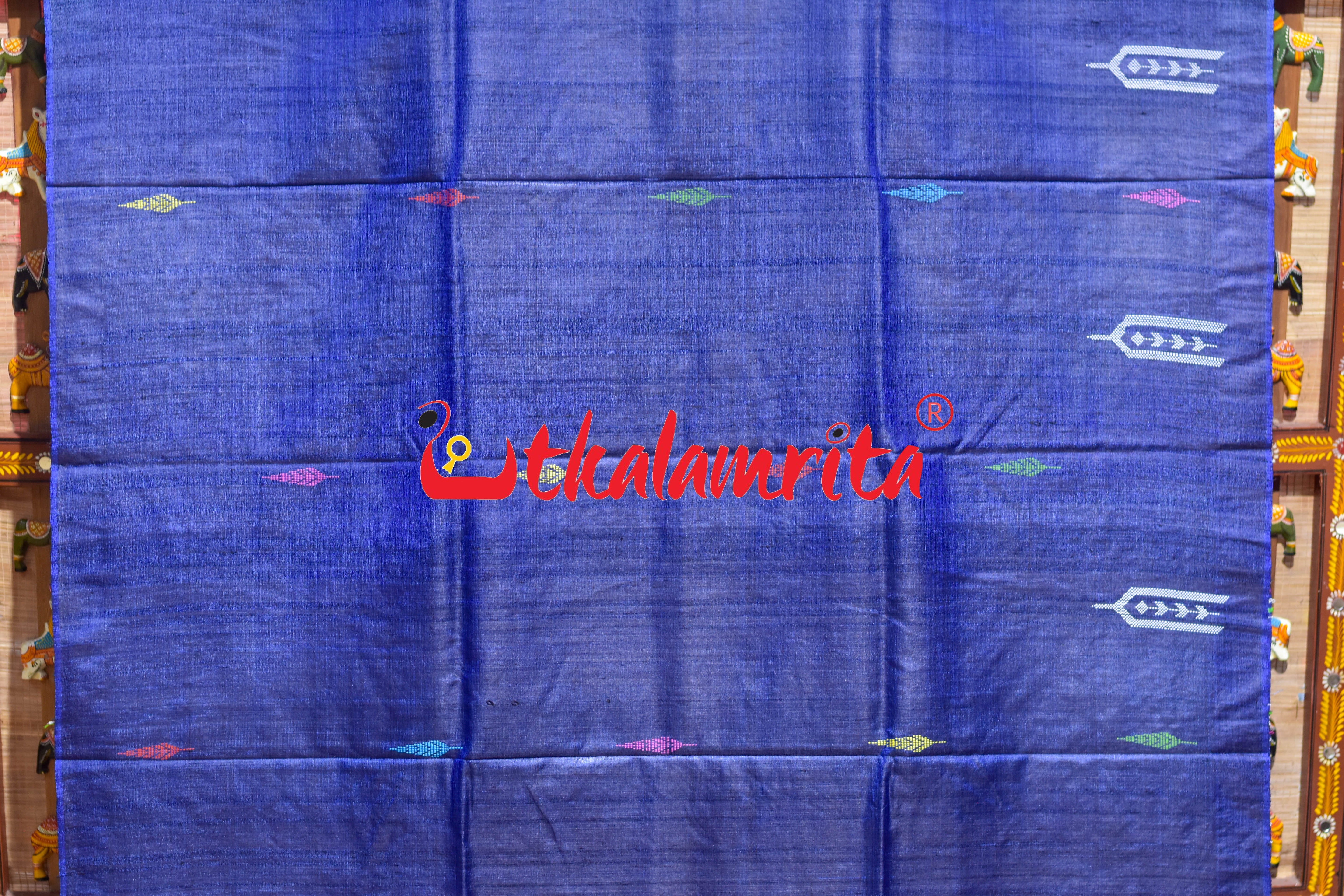 Navy Blue Ganjam Bomkai Inspired Gopalpur Tussar Saree