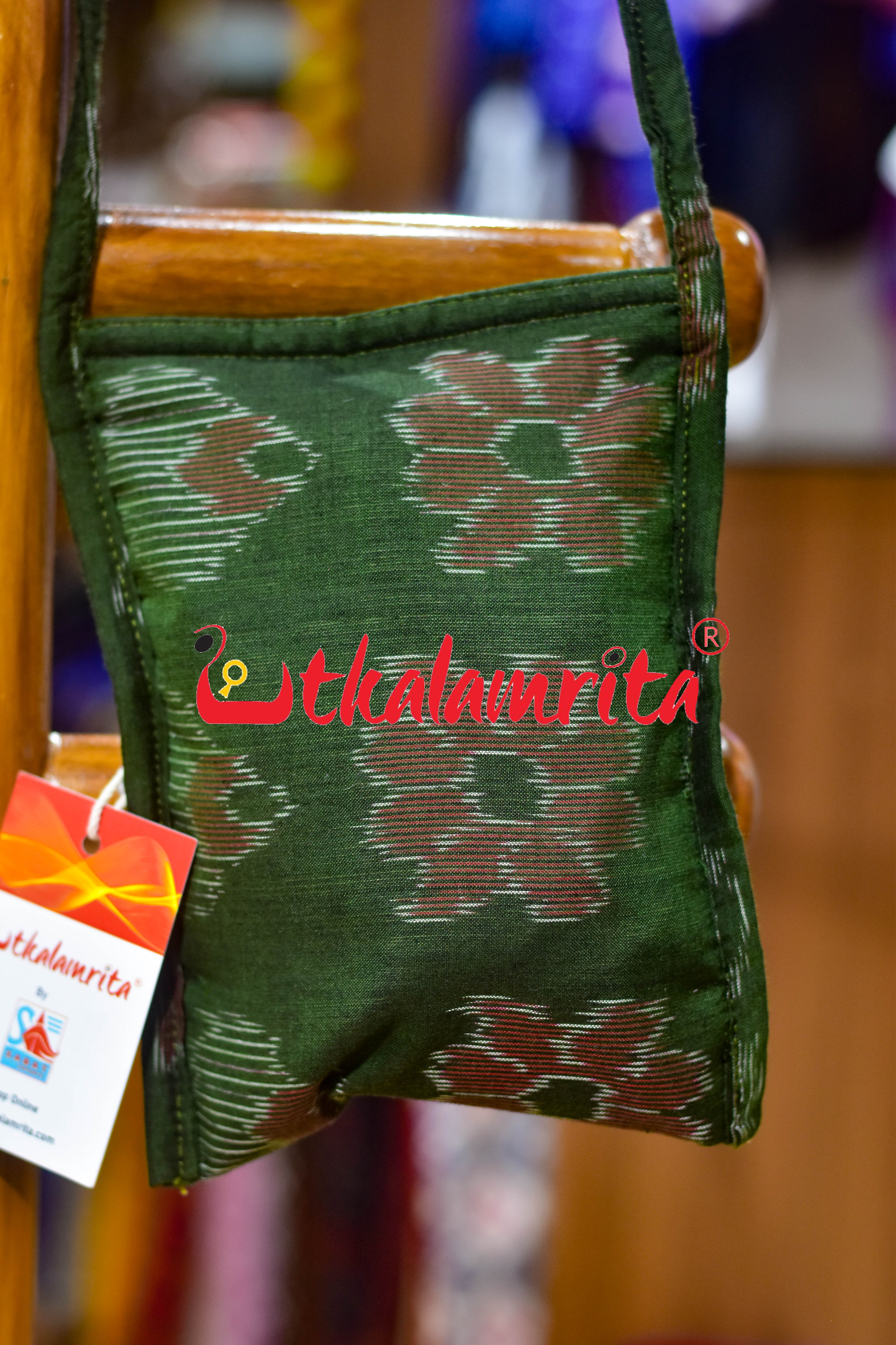 Mehendi Green Big Flowers Mobile Sling Bag