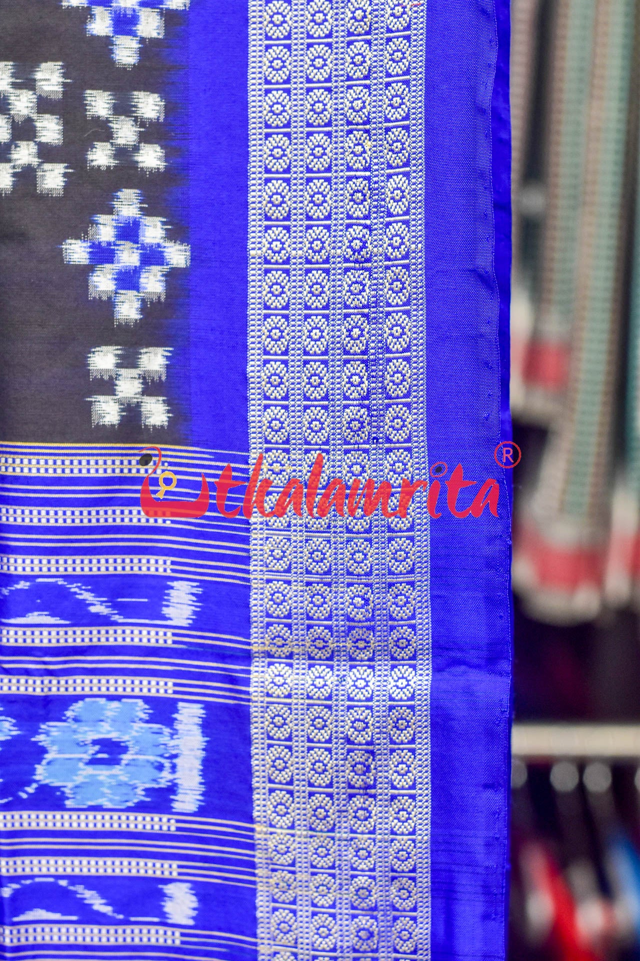 Blue Big Small Pasapali Sambalpuri Silk Saree