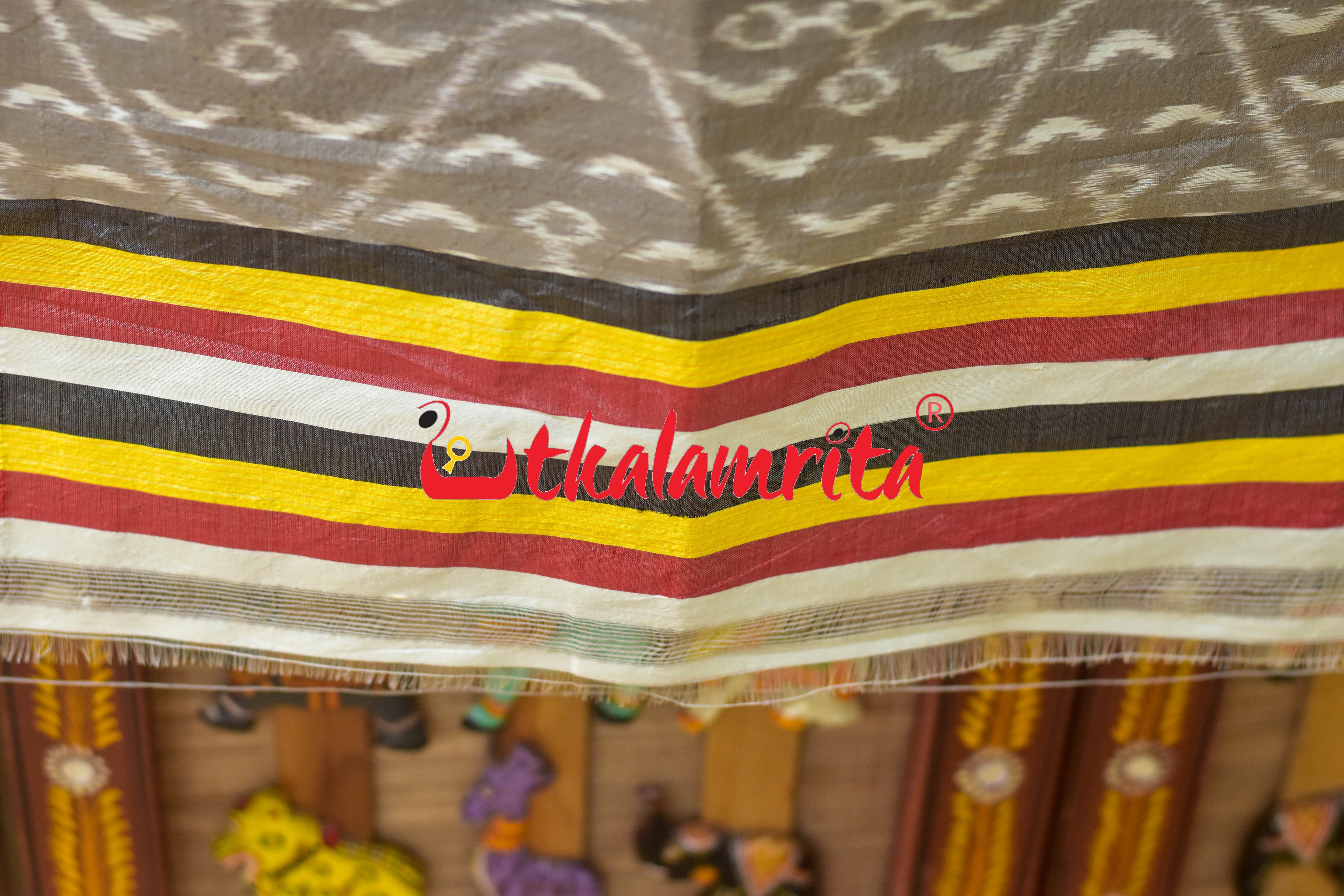 Grey Chungudia Daali Khandua Silk (Dupatta)