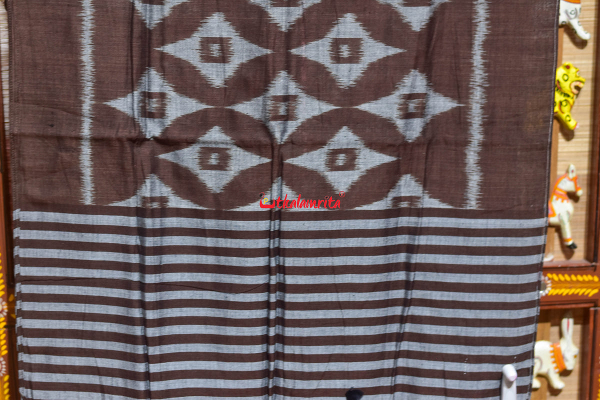 Deep Chocolate Thikiri Square Maniabandha Cotton (Stole)