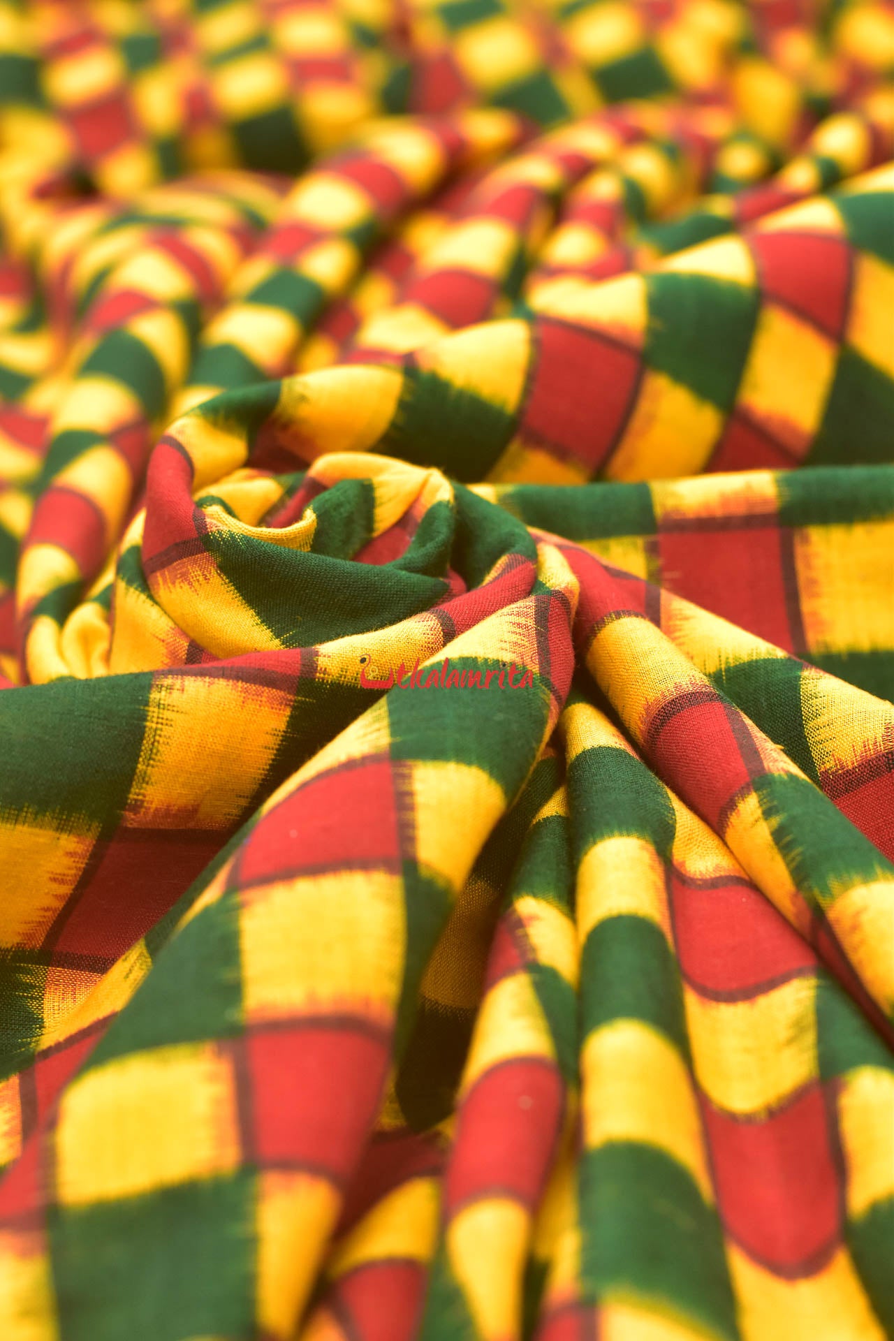 Yellow Red Total Pasapali Sambalpuri Cotton (Fabric)
