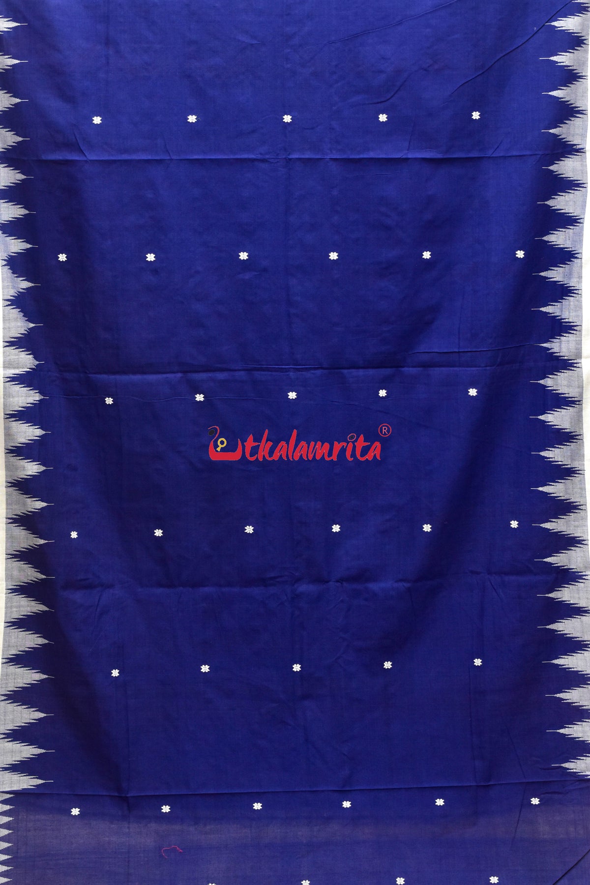 Deep Blue White Original Ganjam Bomkai Cotton Saree