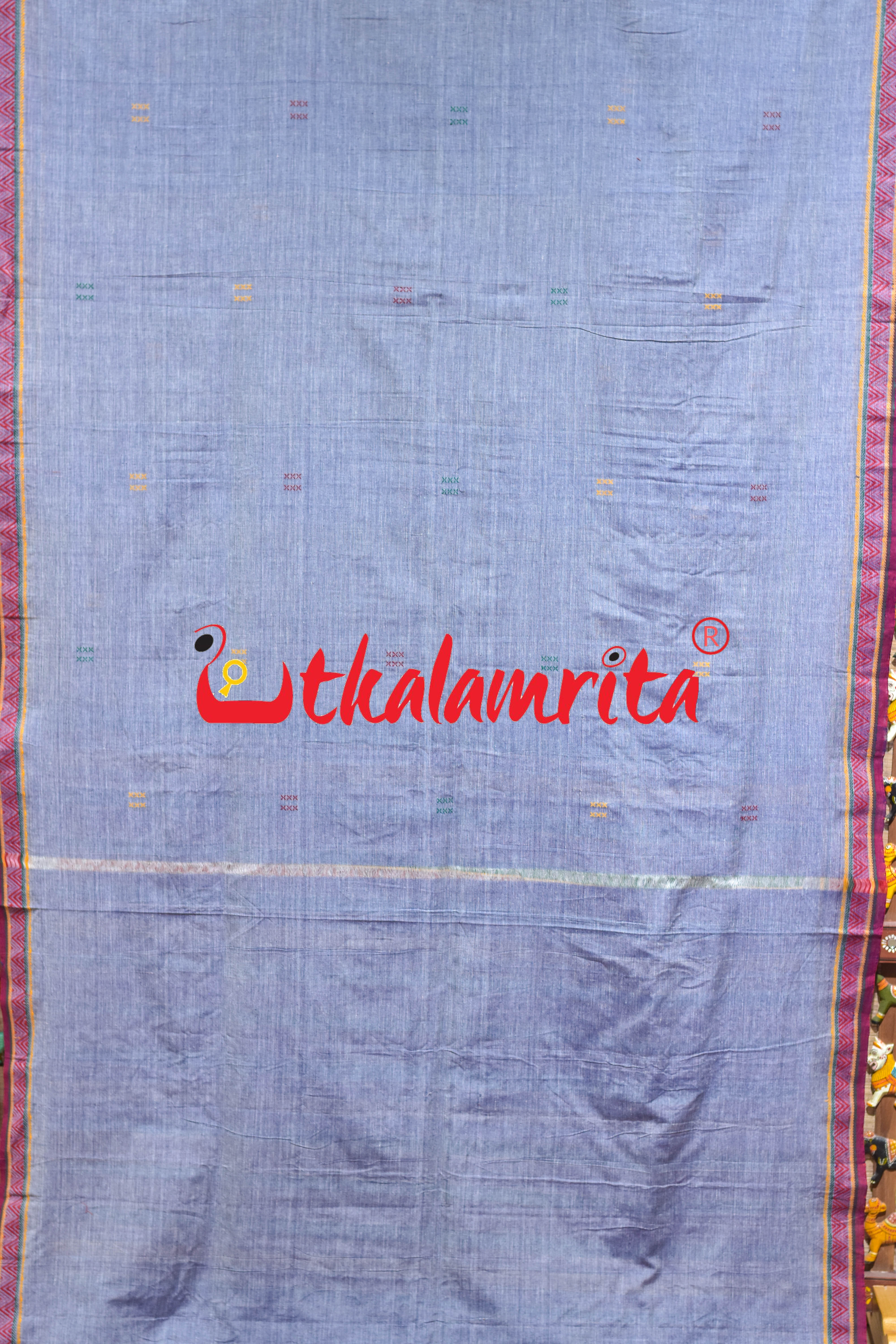 Grey Blue Dongria Cotton Saree