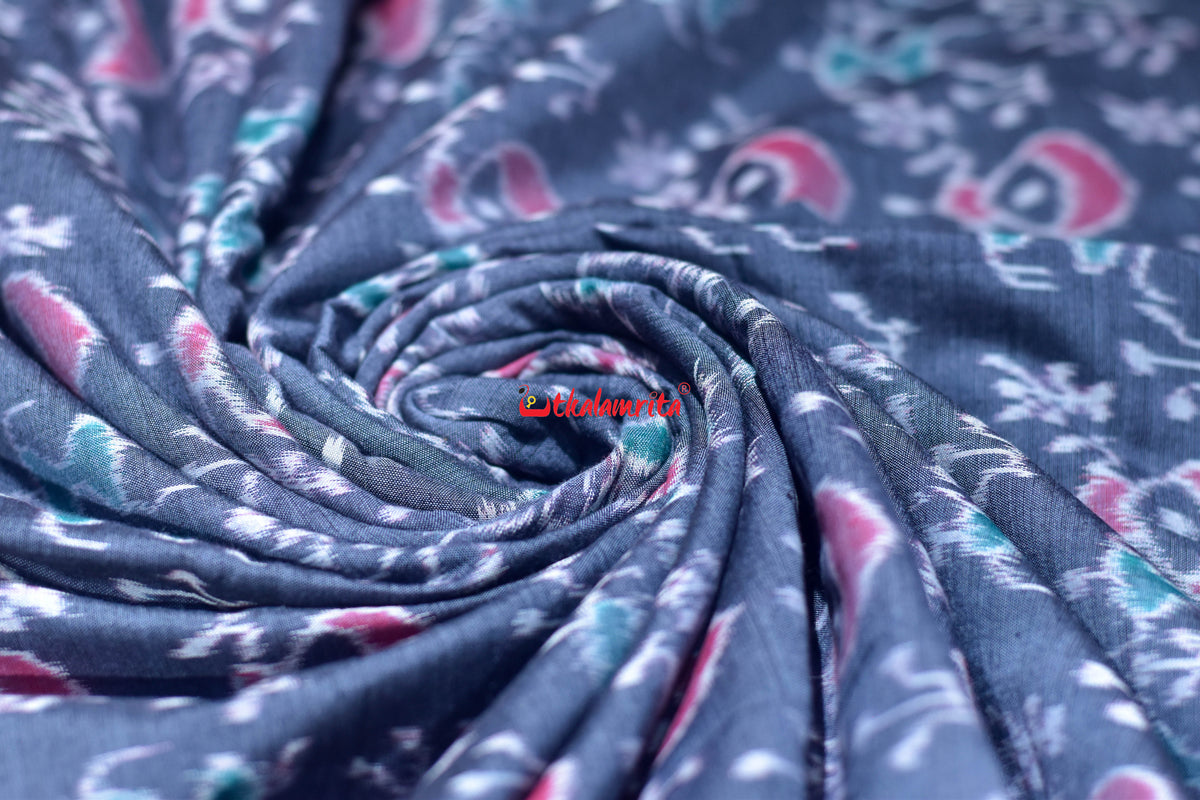Grey Tribal Kalasi Paper Desigmn Sambalpuri Cotton (Fabric)