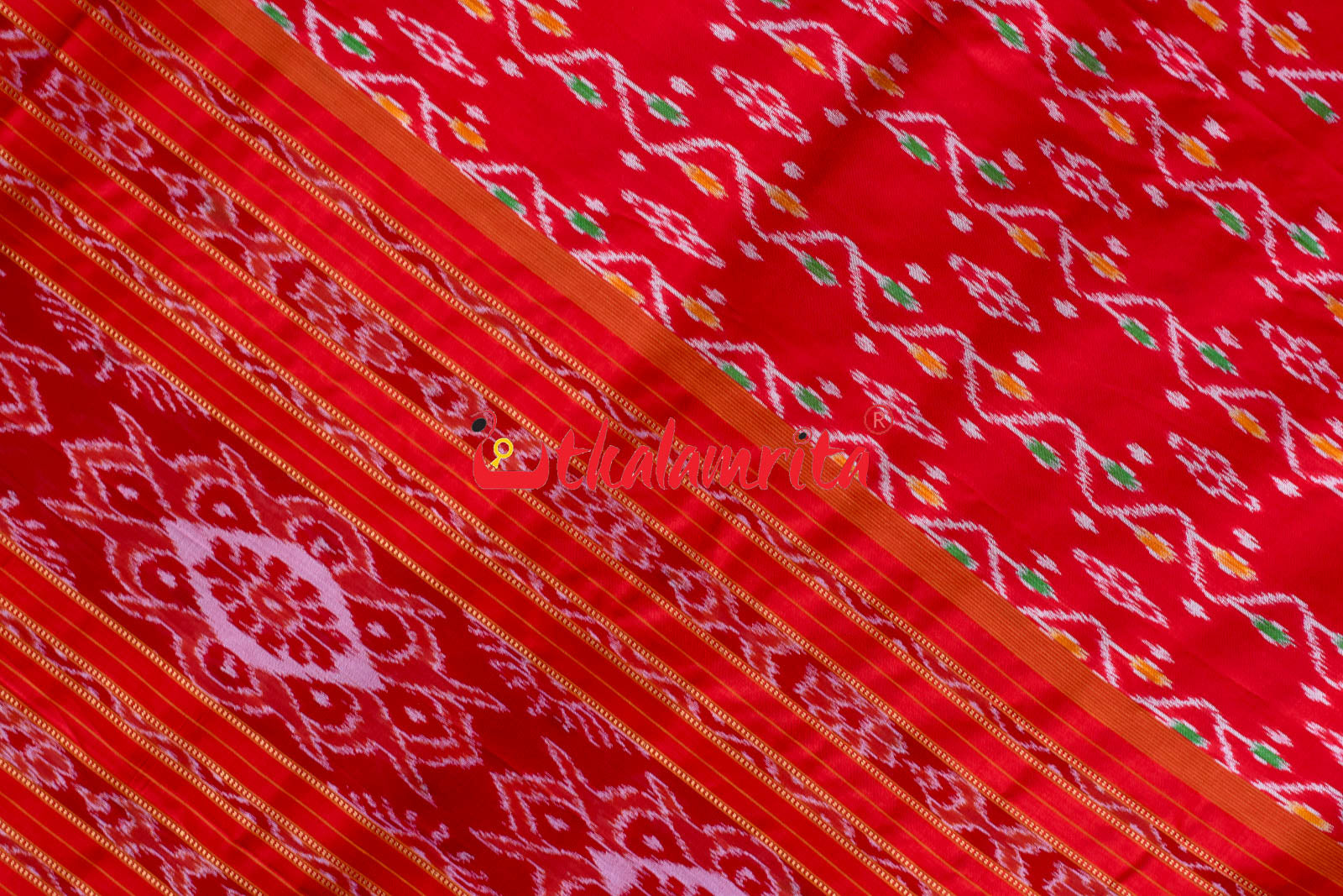 Red Vertical Daali Khandua Silk Saree