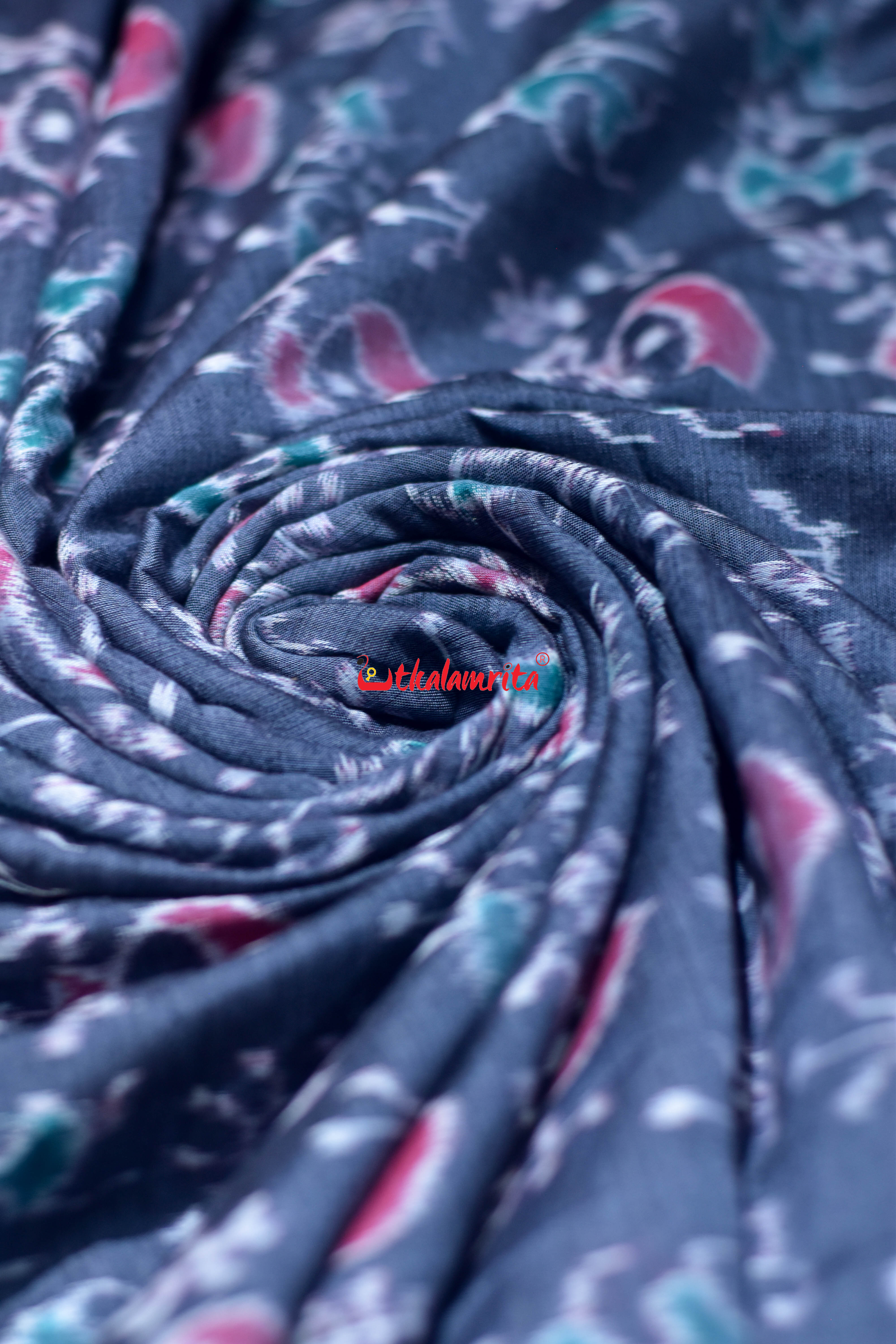 Grey Tribal Kalasi Paper Desigmn Sambalpuri Cotton (Fabric)