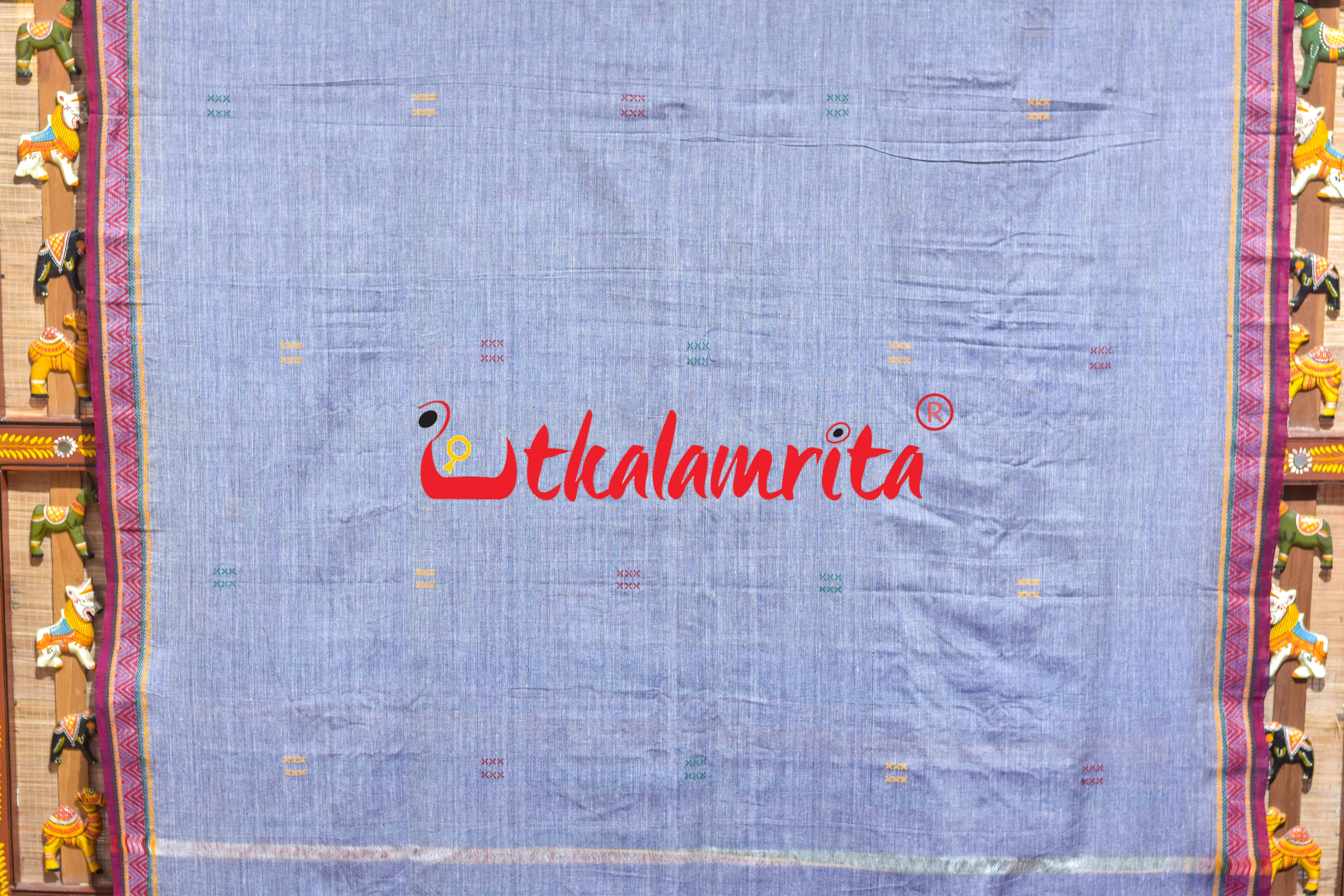 Grey Blue Dongria Cotton Saree