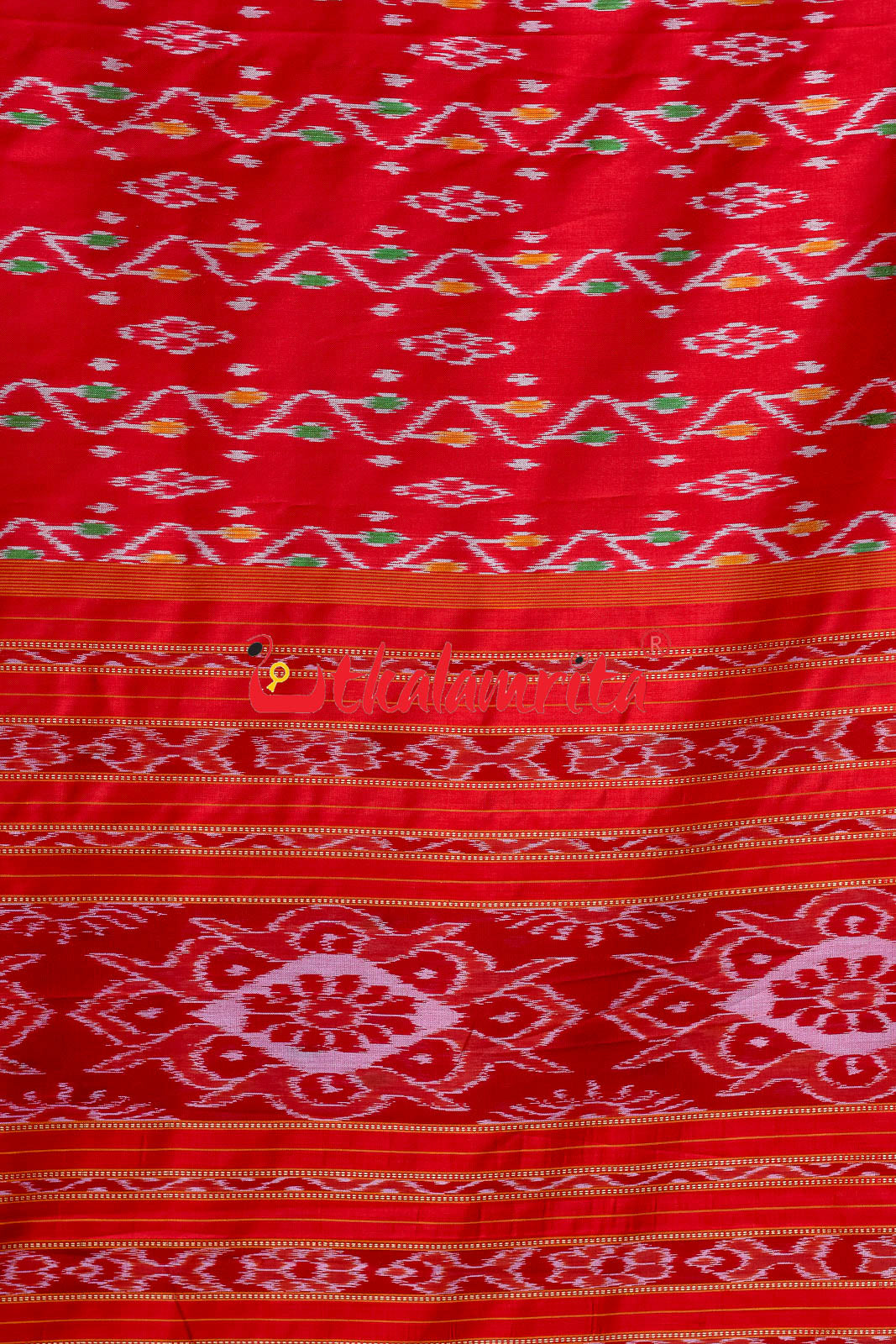 Red Vertical Daali Khandua Silk Saree