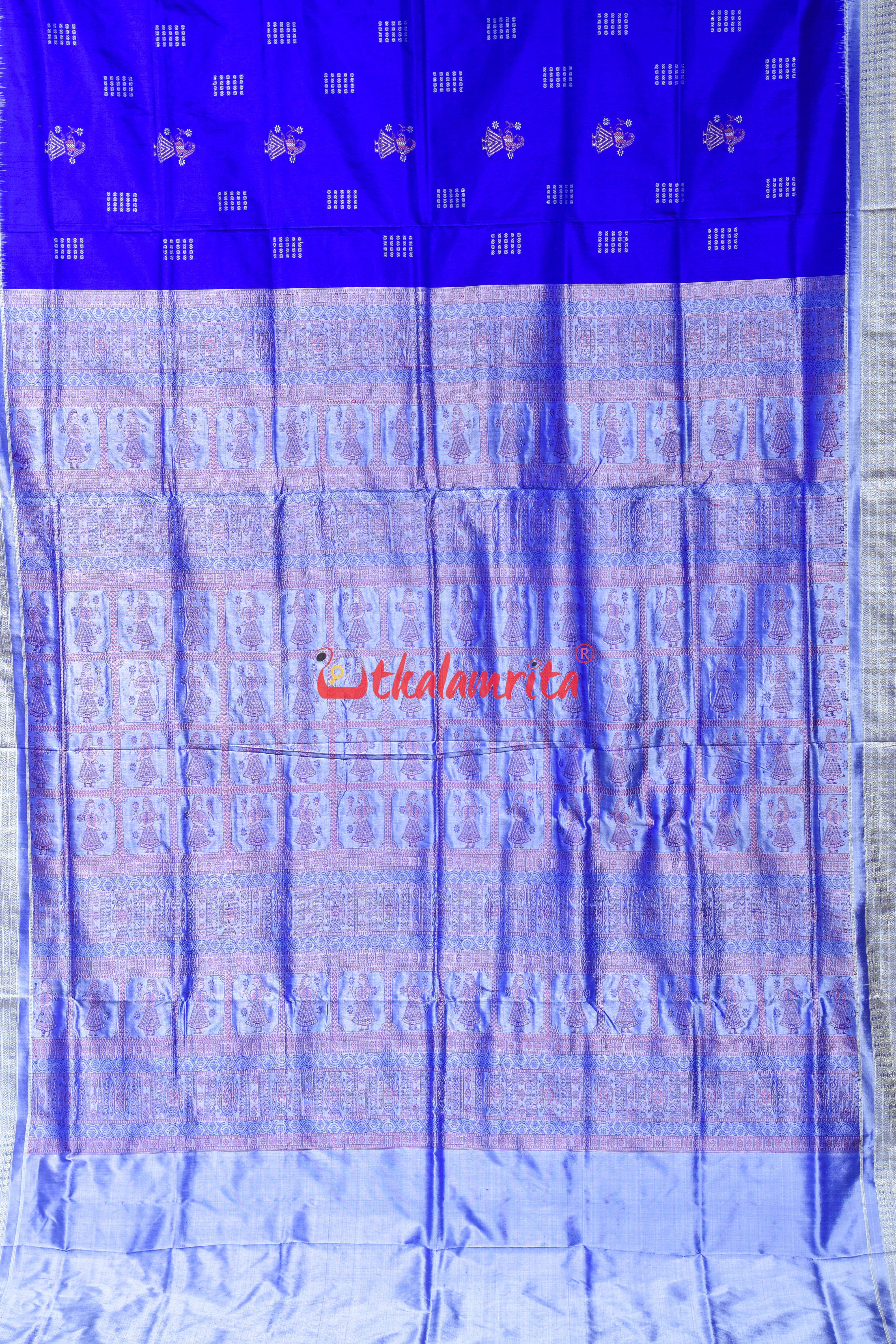 Royal Blue Doll Body Bomkai Silk Saree