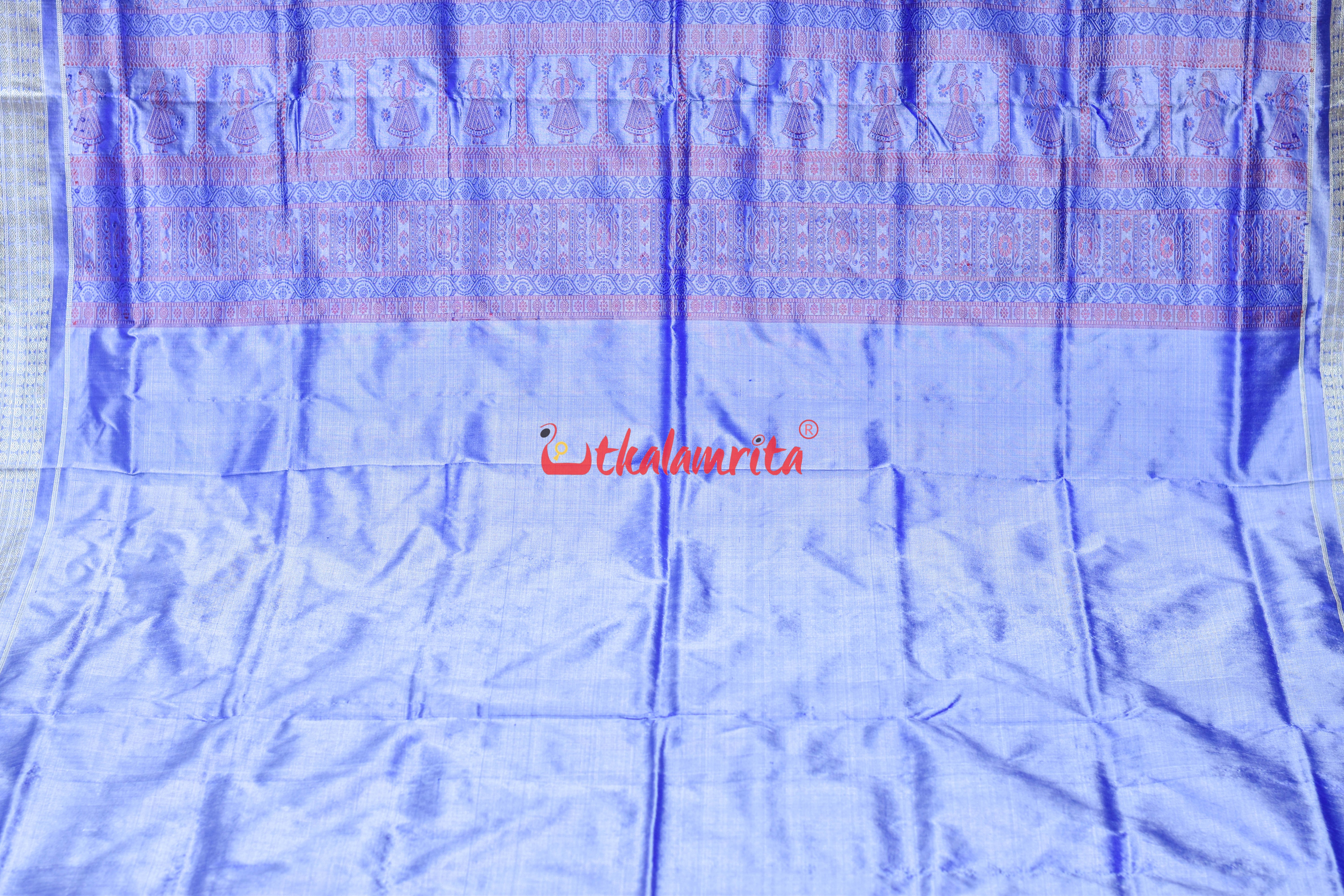 Royal Blue Doll Body Bomkai Silk Saree