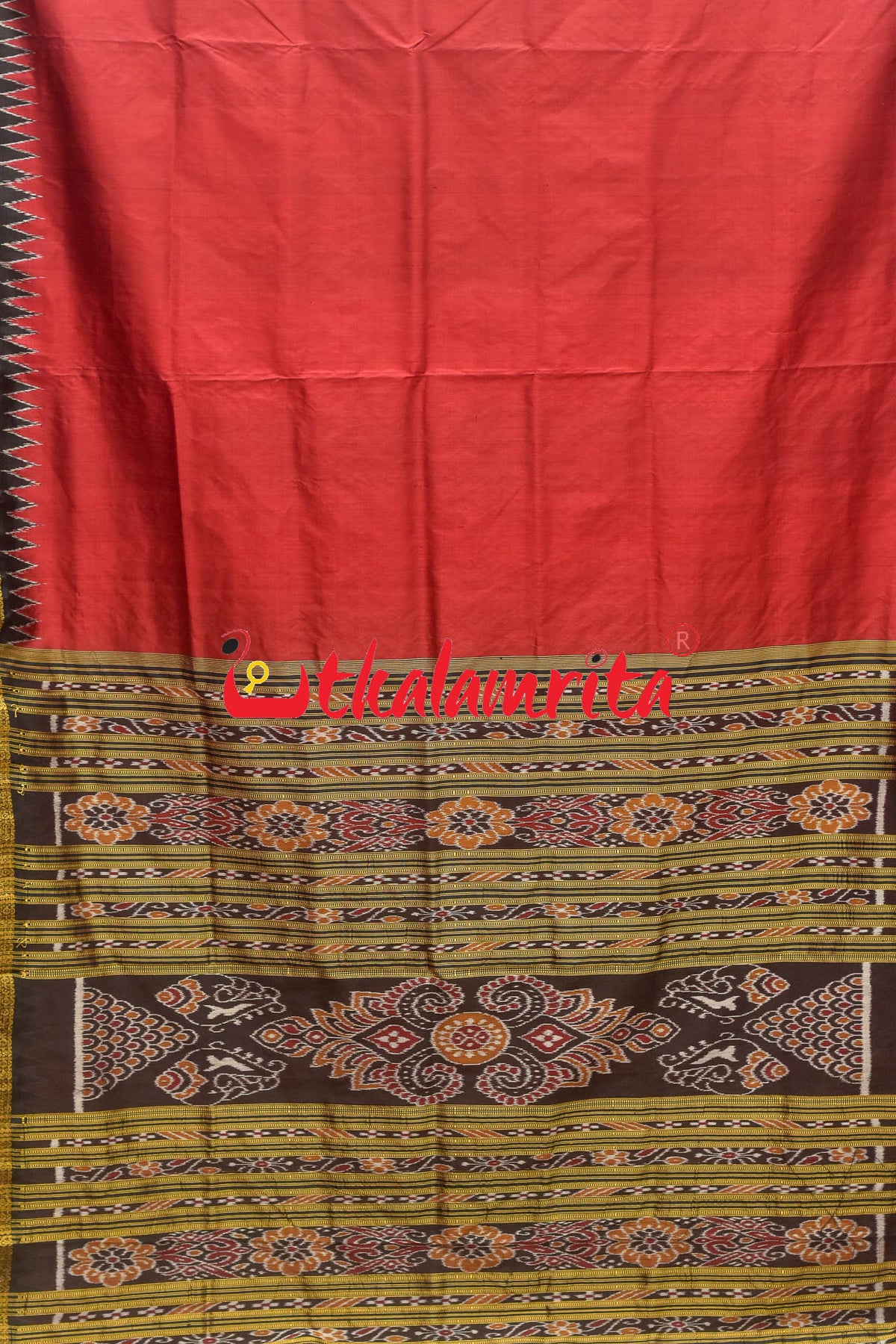 Ekphuliya Maroon Khandua Silk Saree