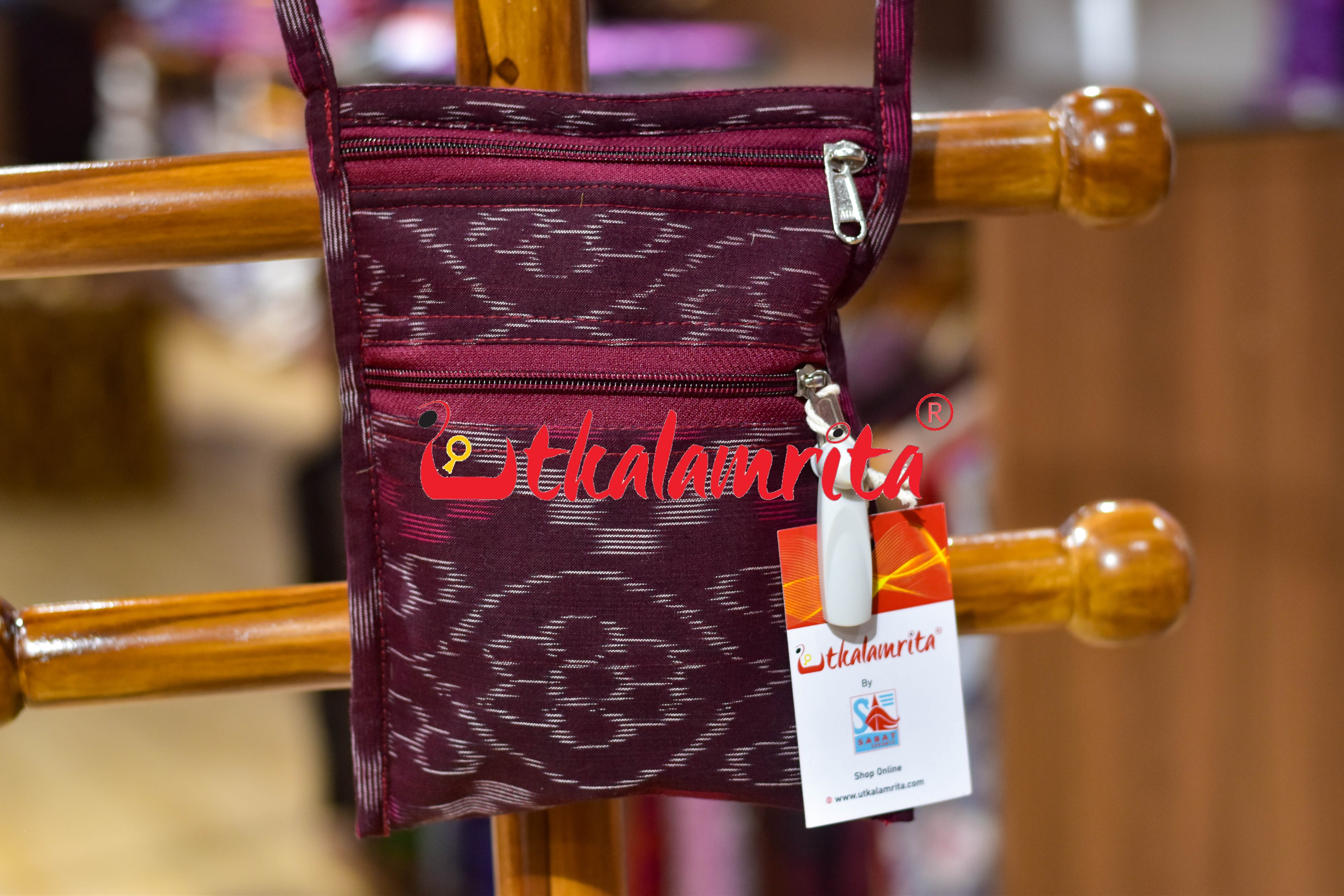 Maroon Tetris Mobile Sling Bag