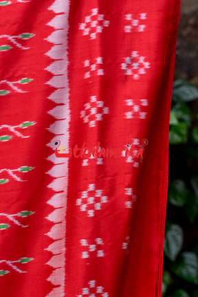 Red Vertical Daali Khandua Silk Saree