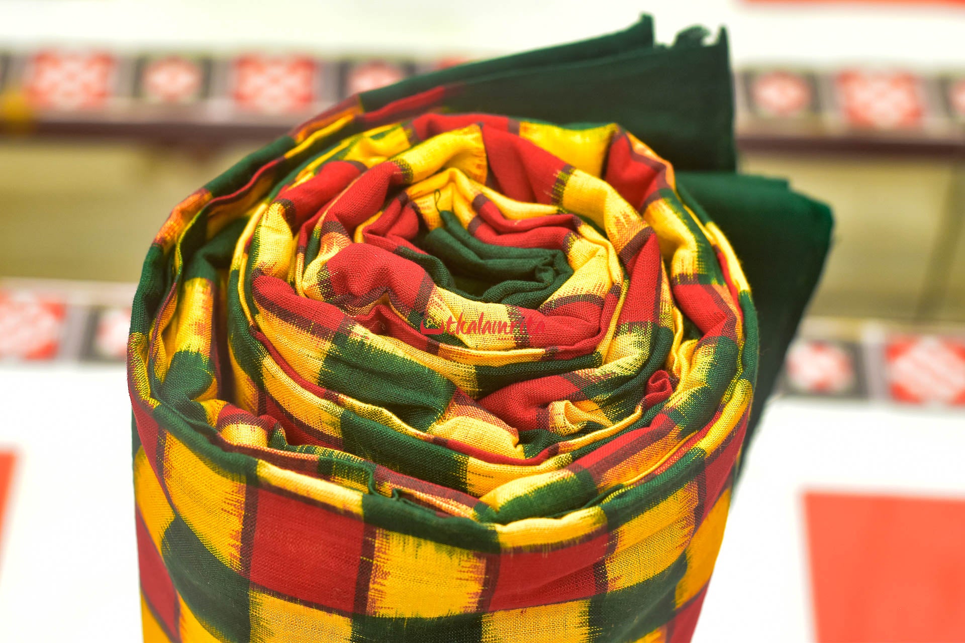 Yellow Red Total Pasapali Sambalpuri Cotton (Fabric)