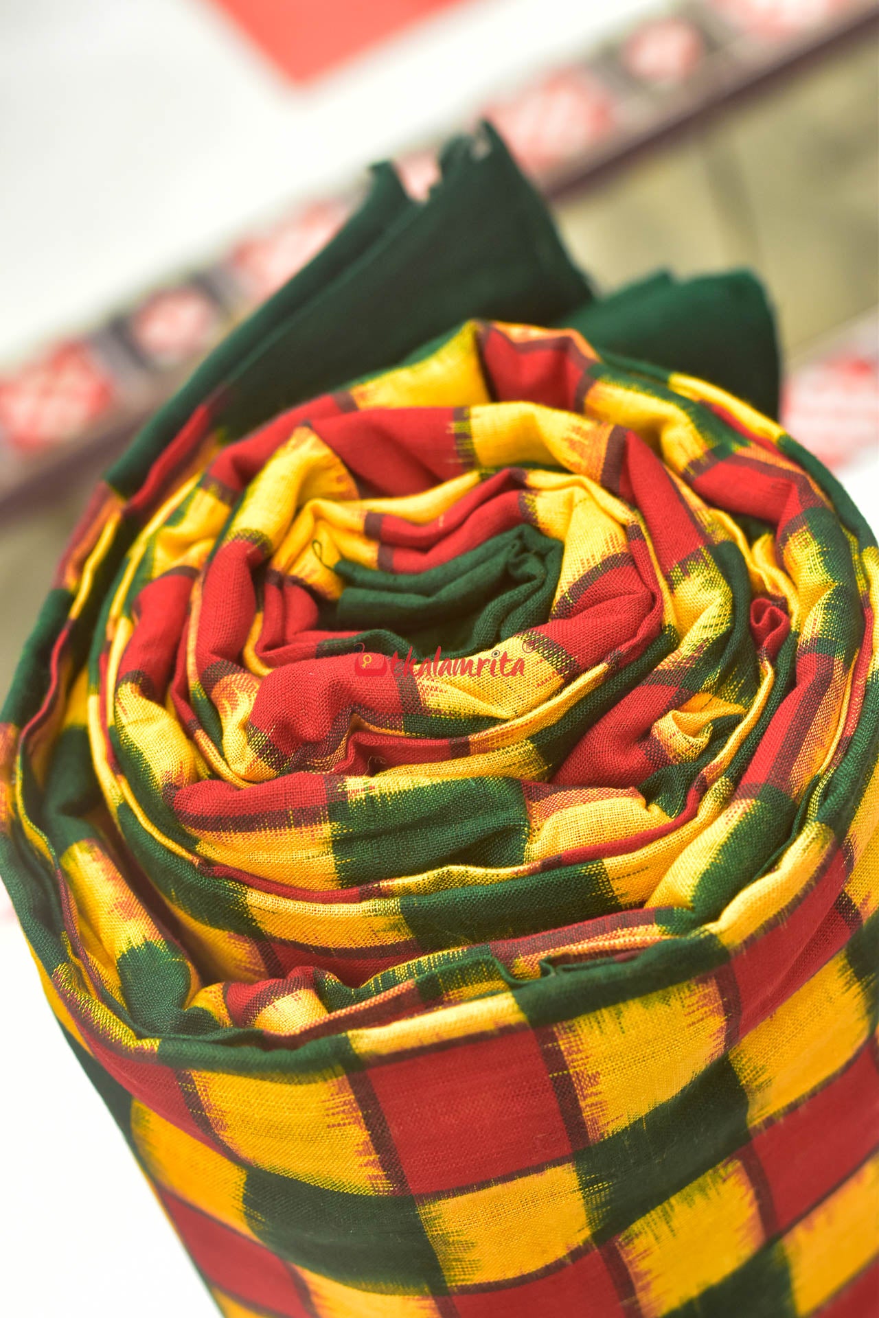 Yellow Red Total Pasapali Sambalpuri Cotton (Fabric)