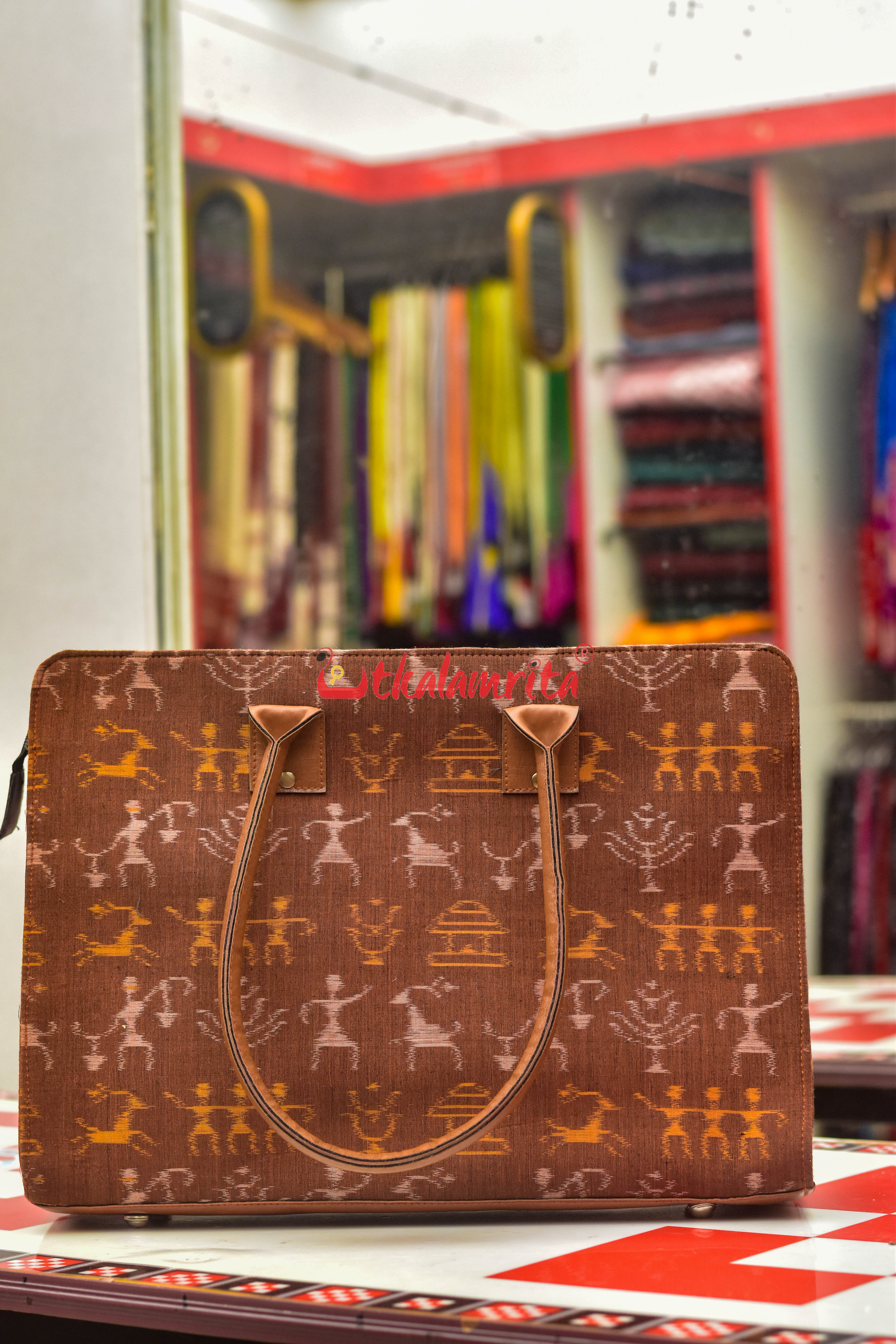 Brown Tribals Laptop Vanity Bag
