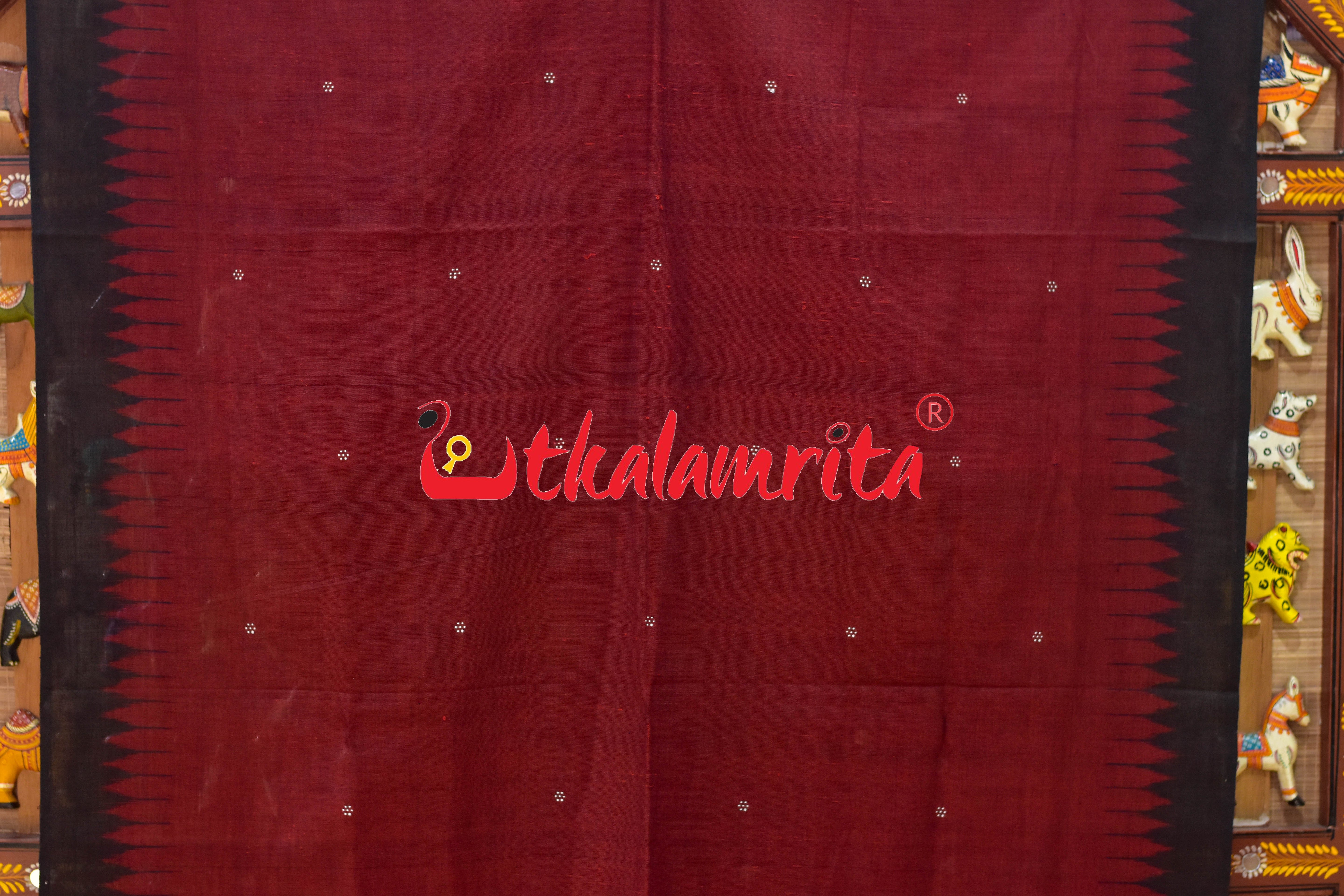 Maroon Flower Buti Ikat (Dupatta)