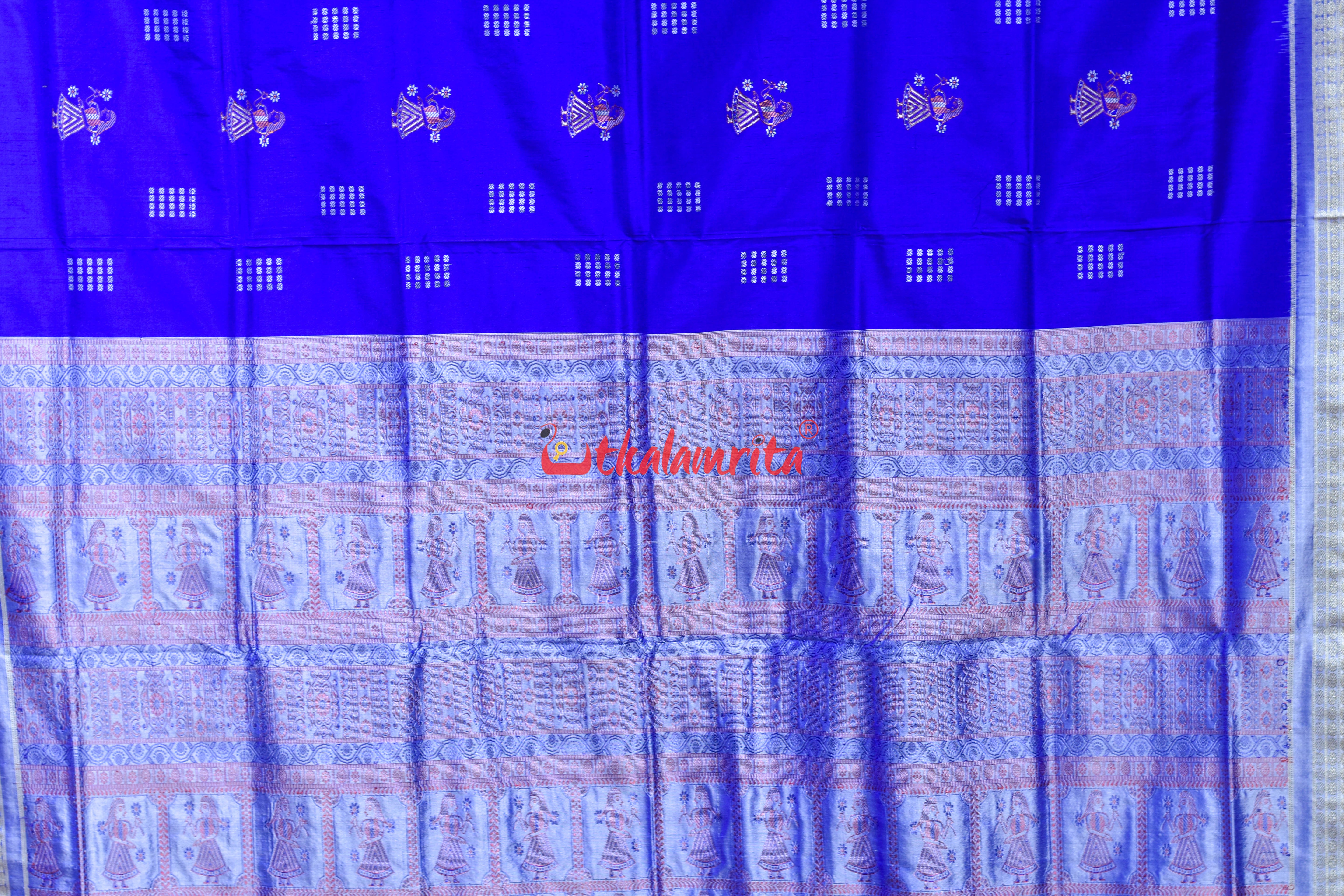 Royal Blue Doll Body Bomkai Silk Saree