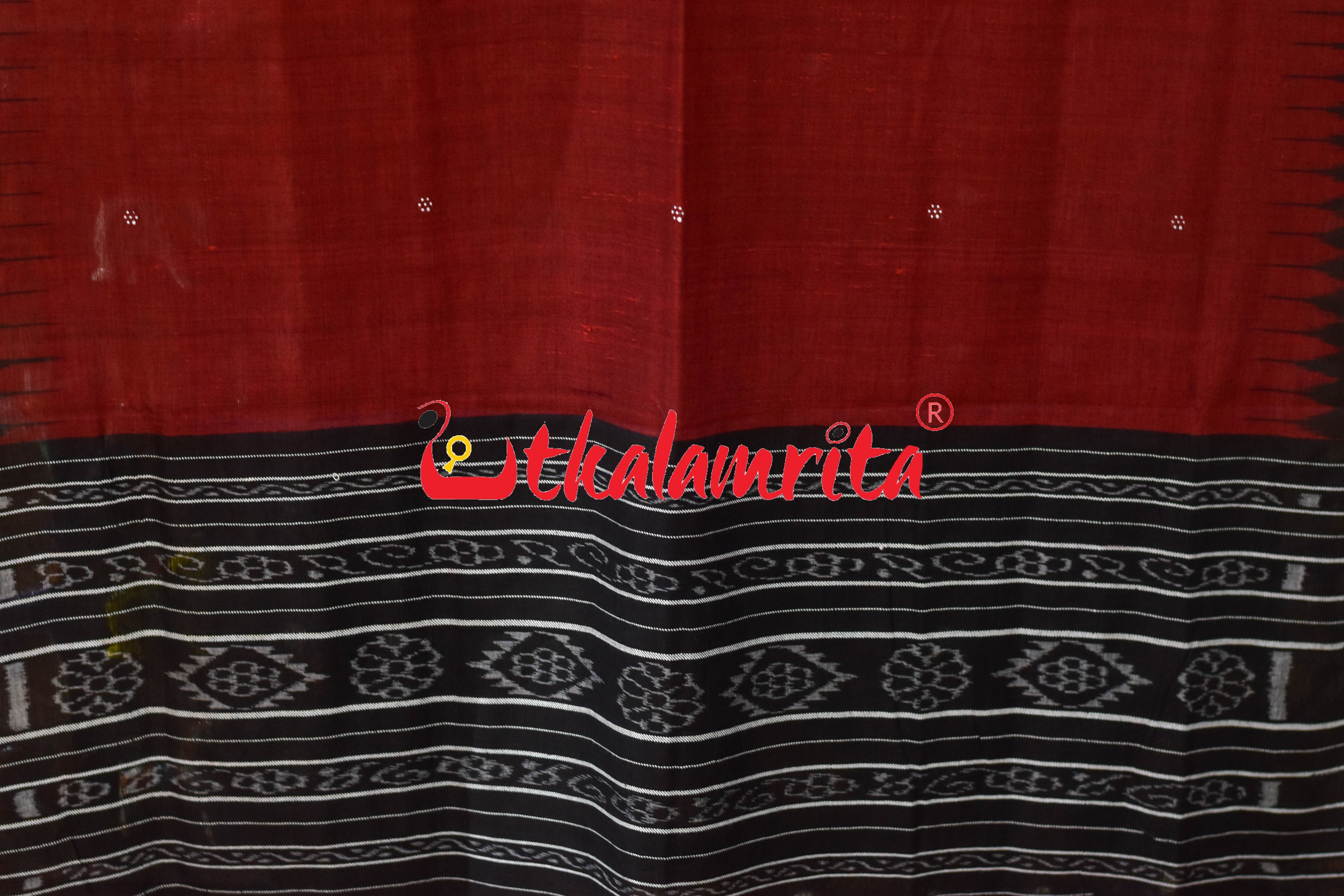 Maroon Flower Buti Ikat (Dupatta)