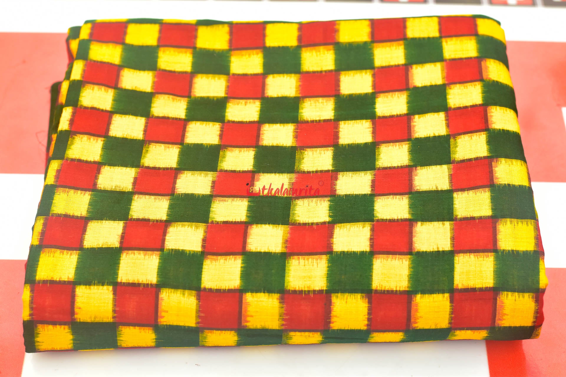 Yellow Red Total Pasapali Sambalpuri Cotton (Fabric)