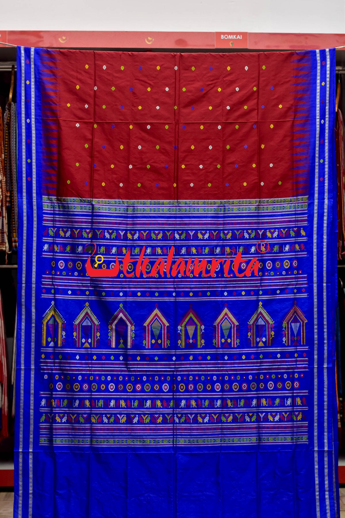Maroon Blue Dolabedi Silk Saree