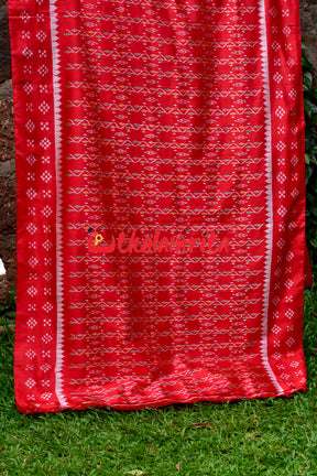 Red Vertical Daali Khandua Silk Saree